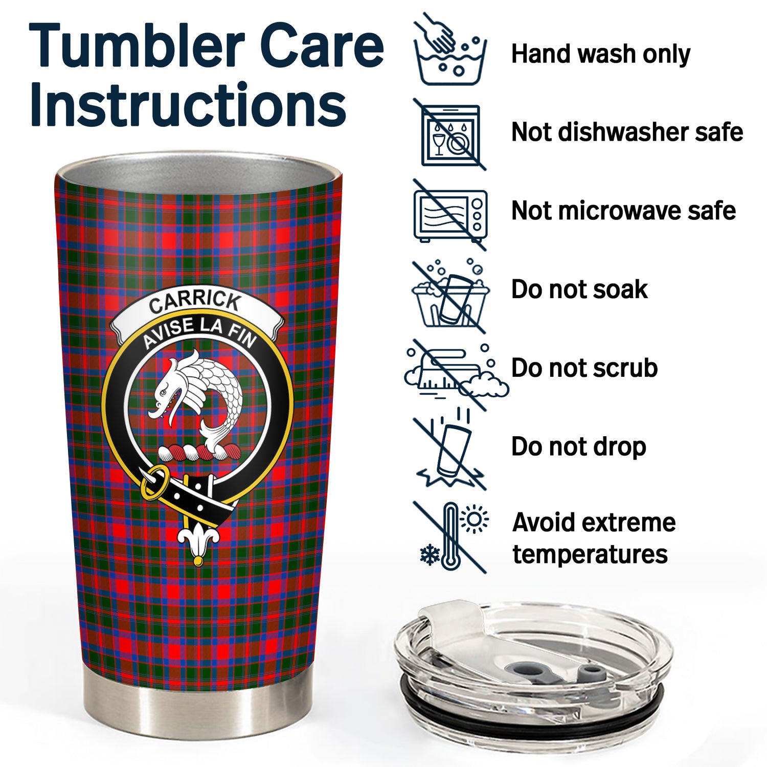 Carrick District Tartan Crest Tumbler