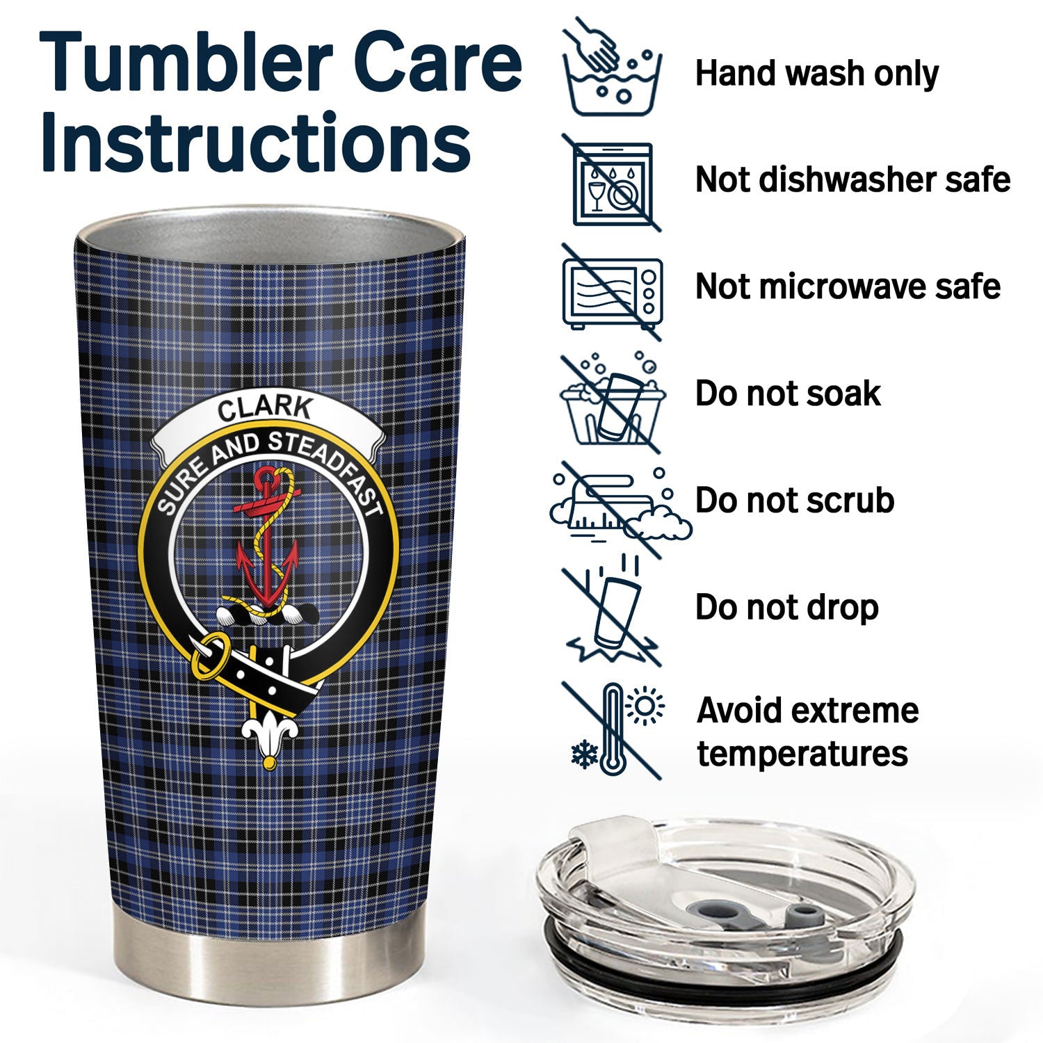 Clark Modern Tartan Crest Tumbler