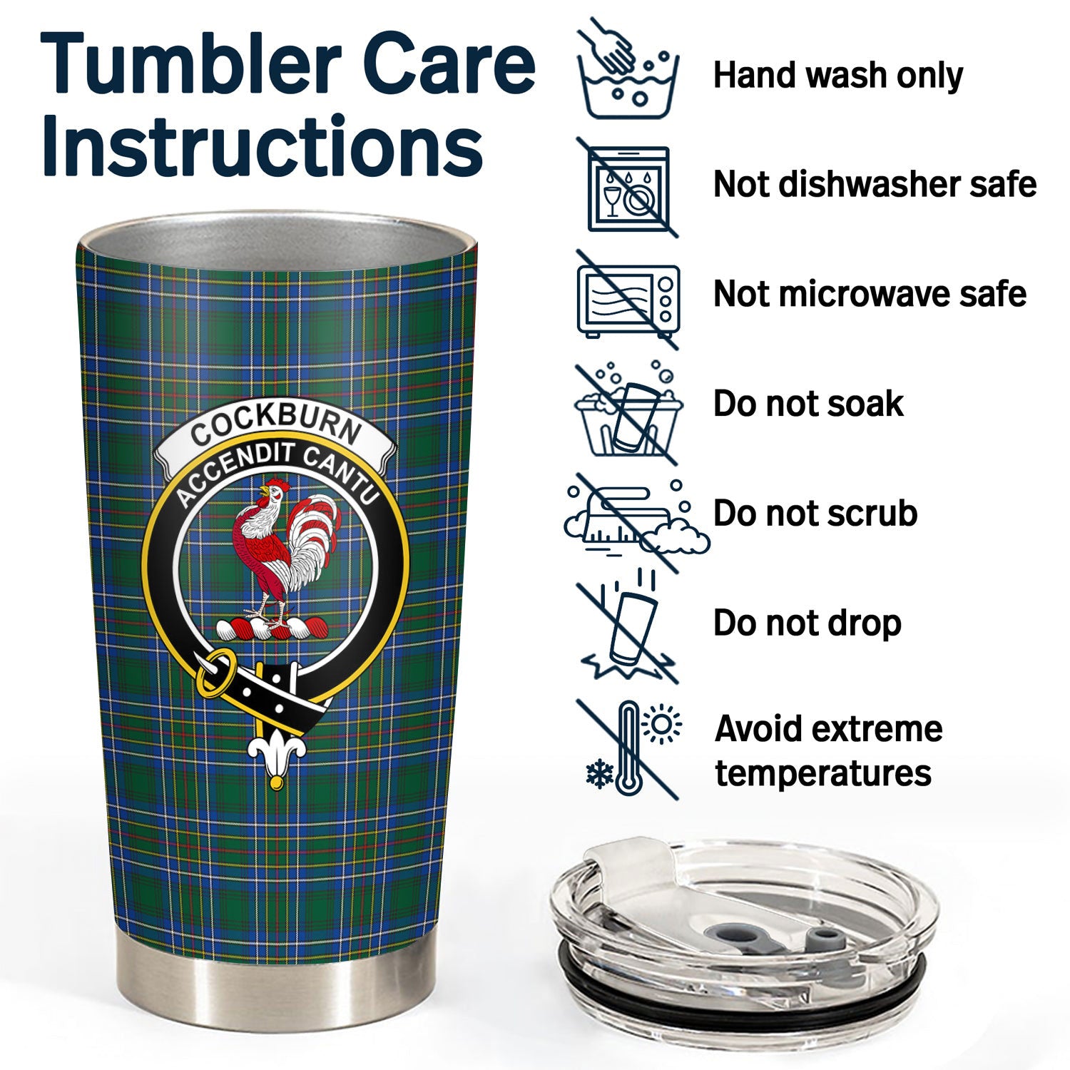 Cockburn Ancient Tartan Crest Tumbler