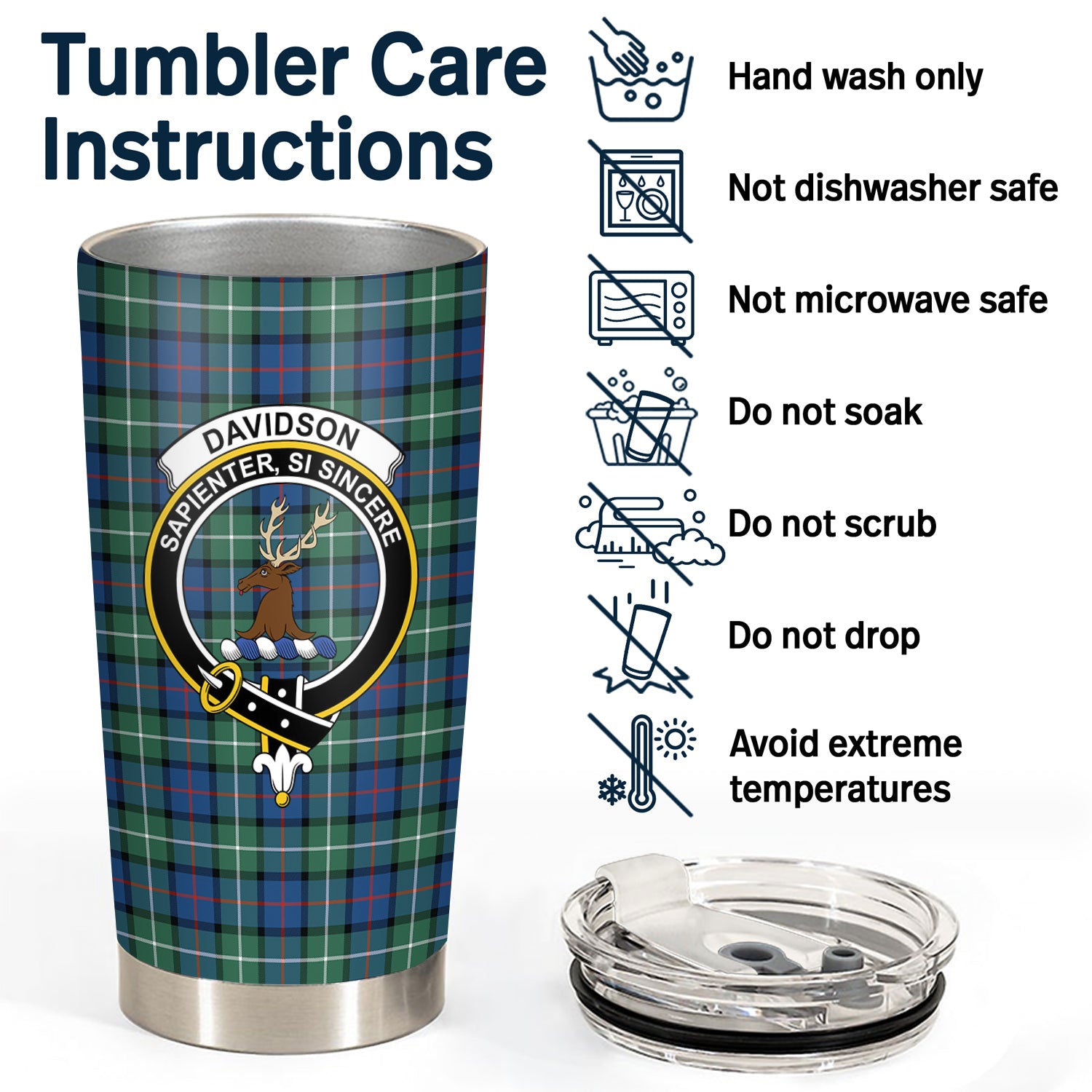 Davidson of Tulloch Tartan Crest Tumbler