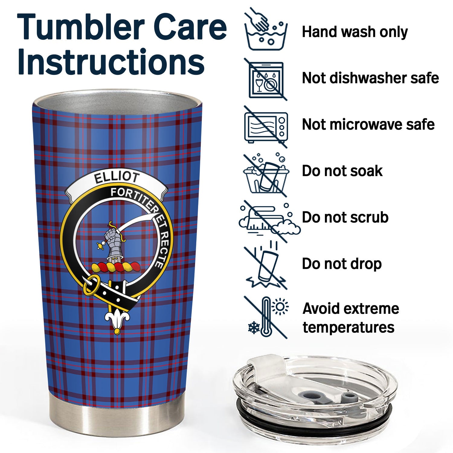 Elliot Modern Tartan Crest Tumbler