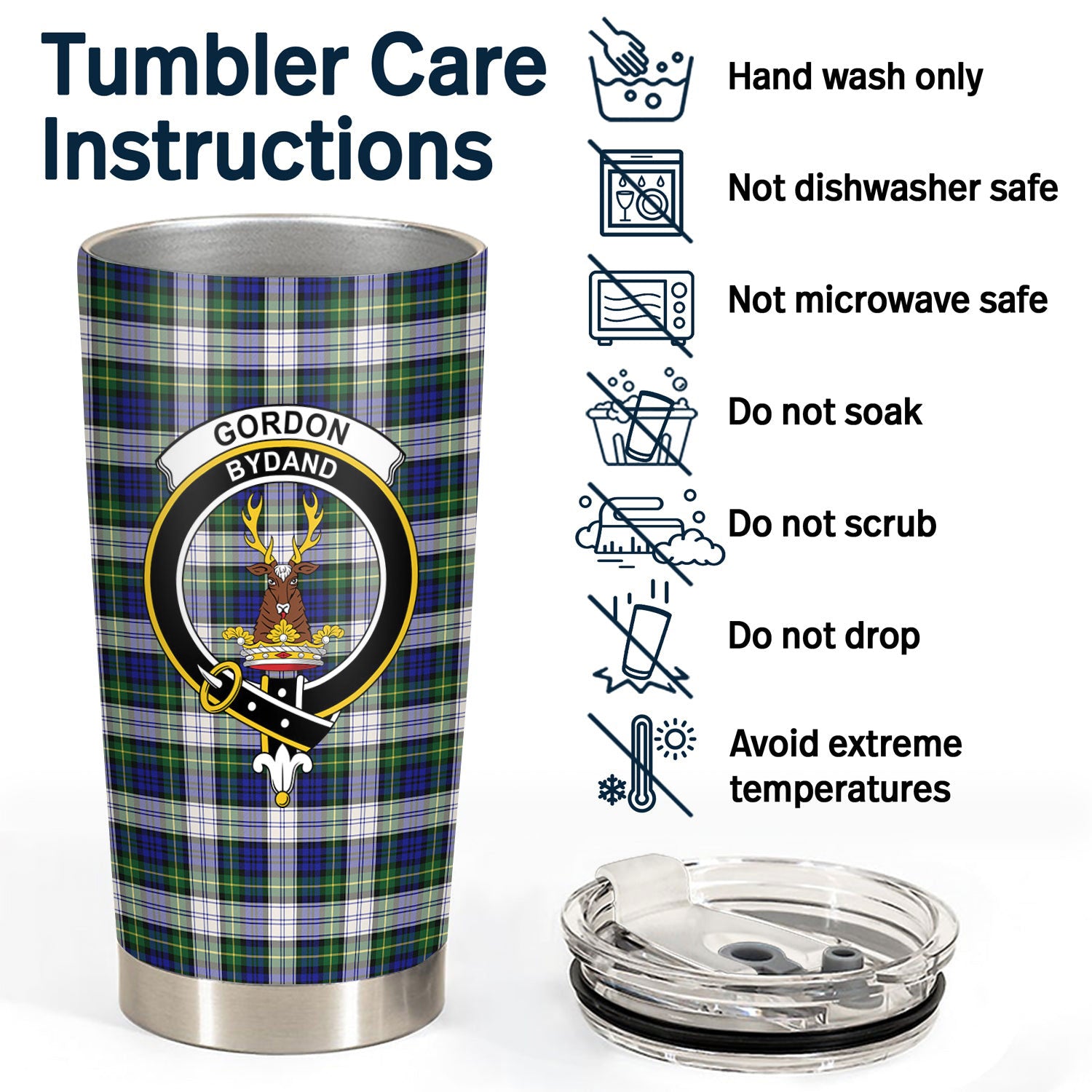 Gordon Dress Modern Tartan Crest Tumbler