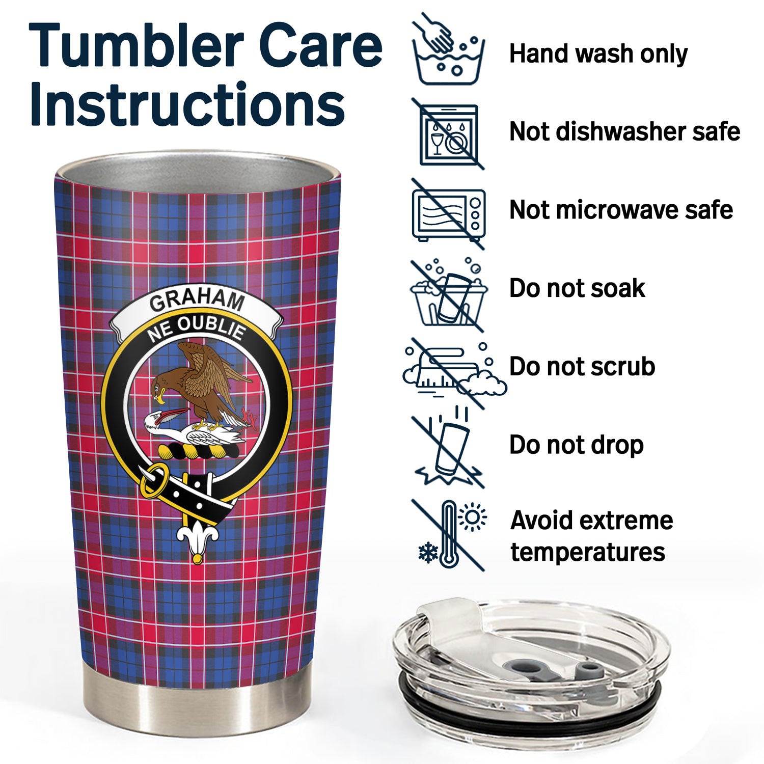 Graham of Menteith Red Tartan Crest Tumbler