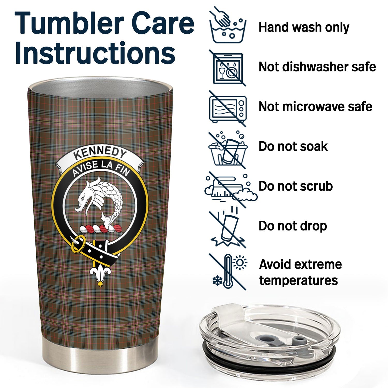 Kennedy Weathered Tartan Crest Tumbler