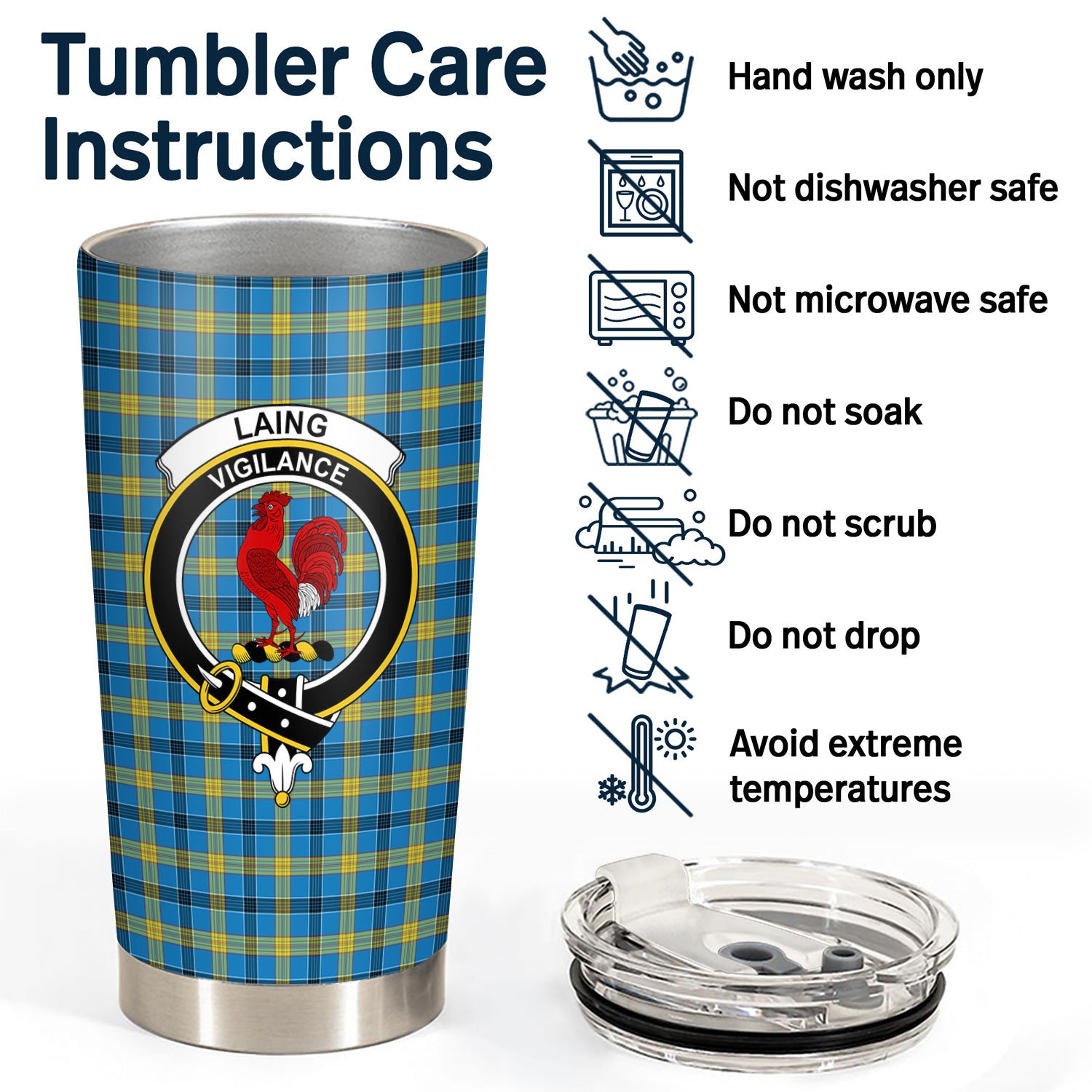 Laing Tartan Crest Tumbler