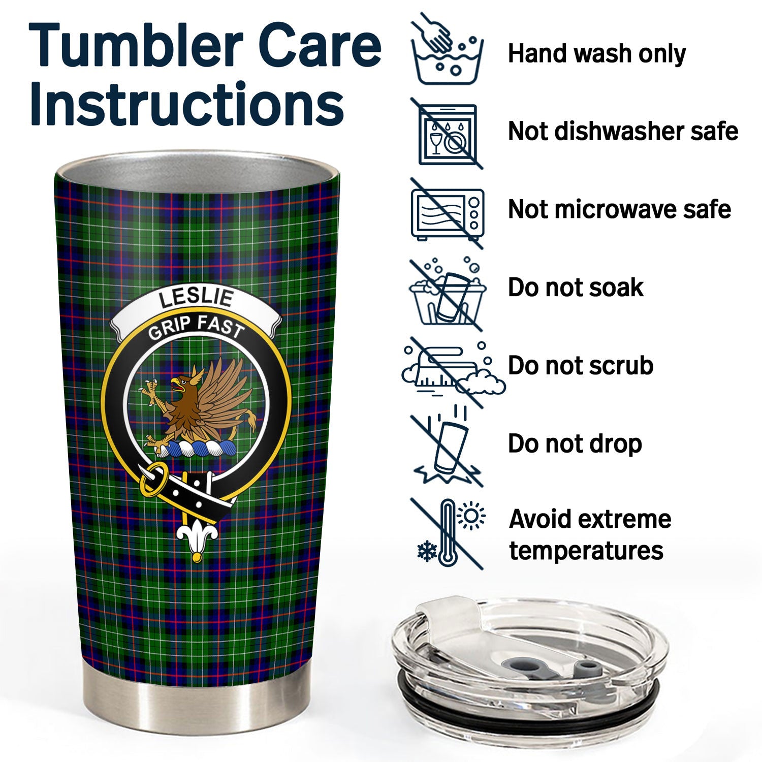 Leslie Hunting Tartan Crest Tumbler