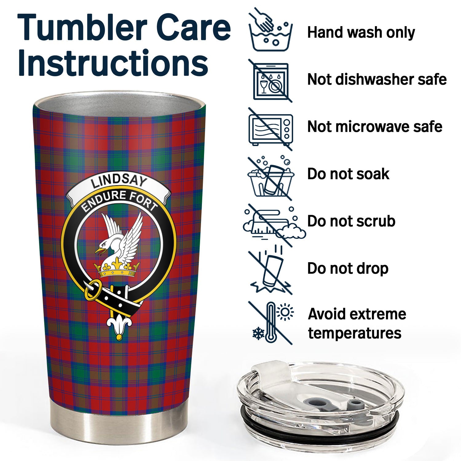 Lindsay Modern Tartan Crest Tumbler