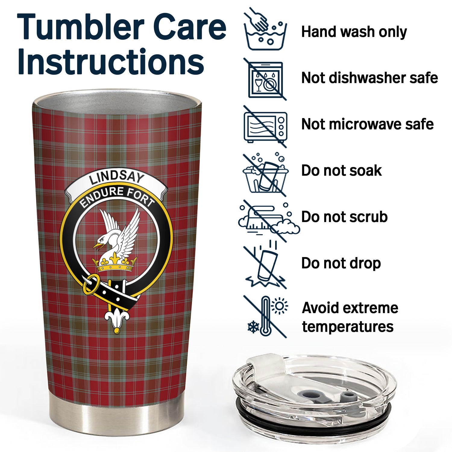 Lindsay Weathered Tartan Crest Tumbler