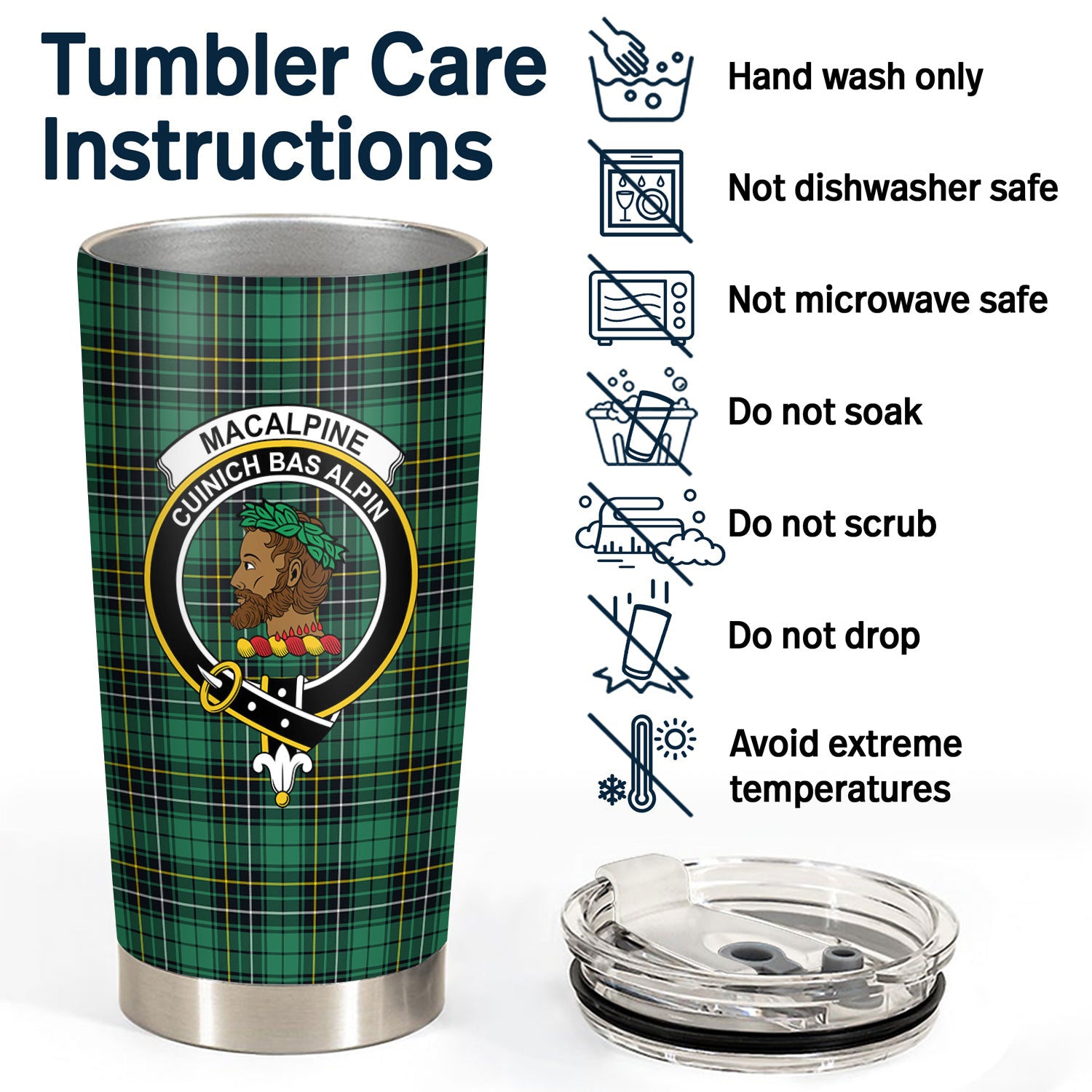 MacAlpine Ancient Tartan Crest Tumbler