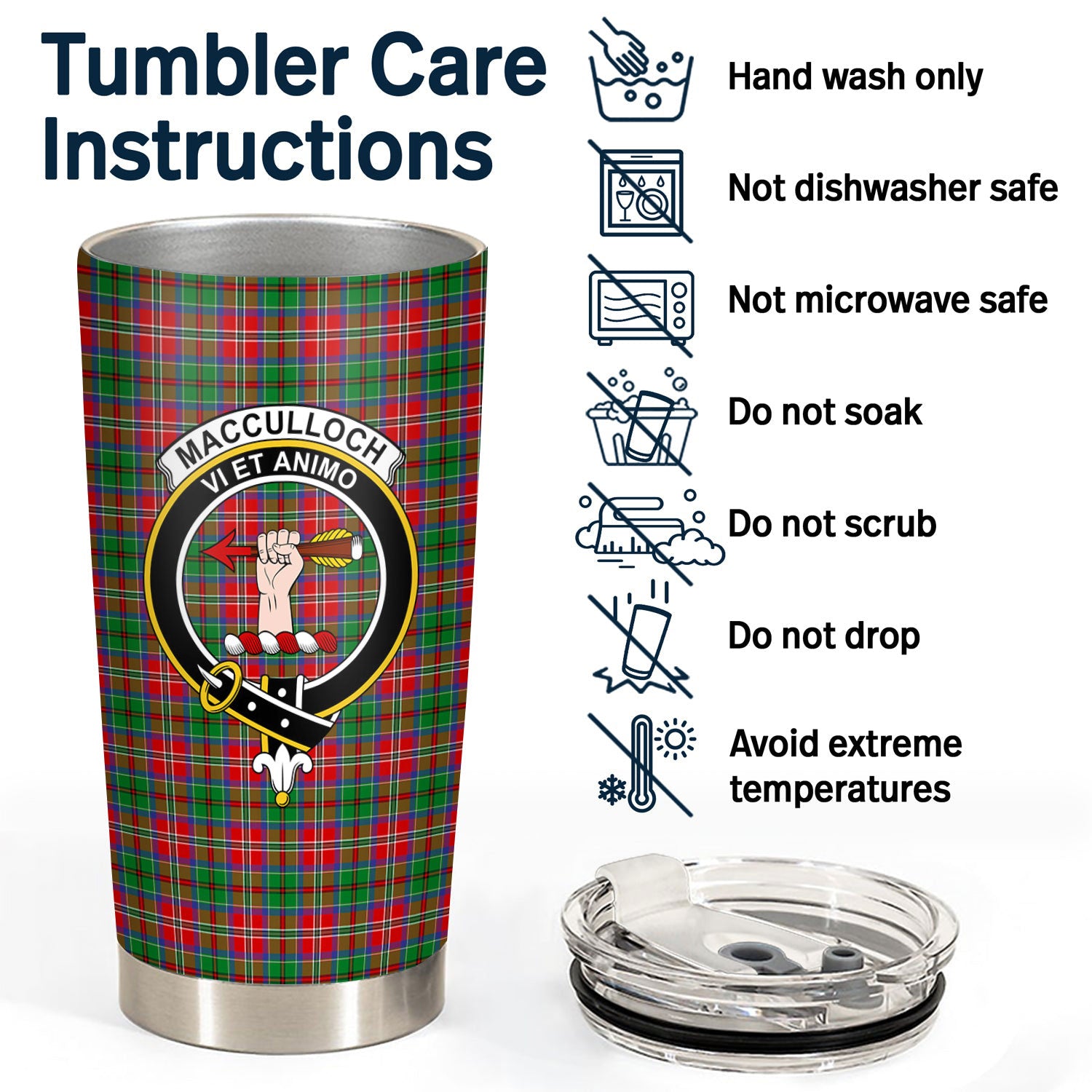 MacCulloch (McCulloch) Tartan Crest Tumbler