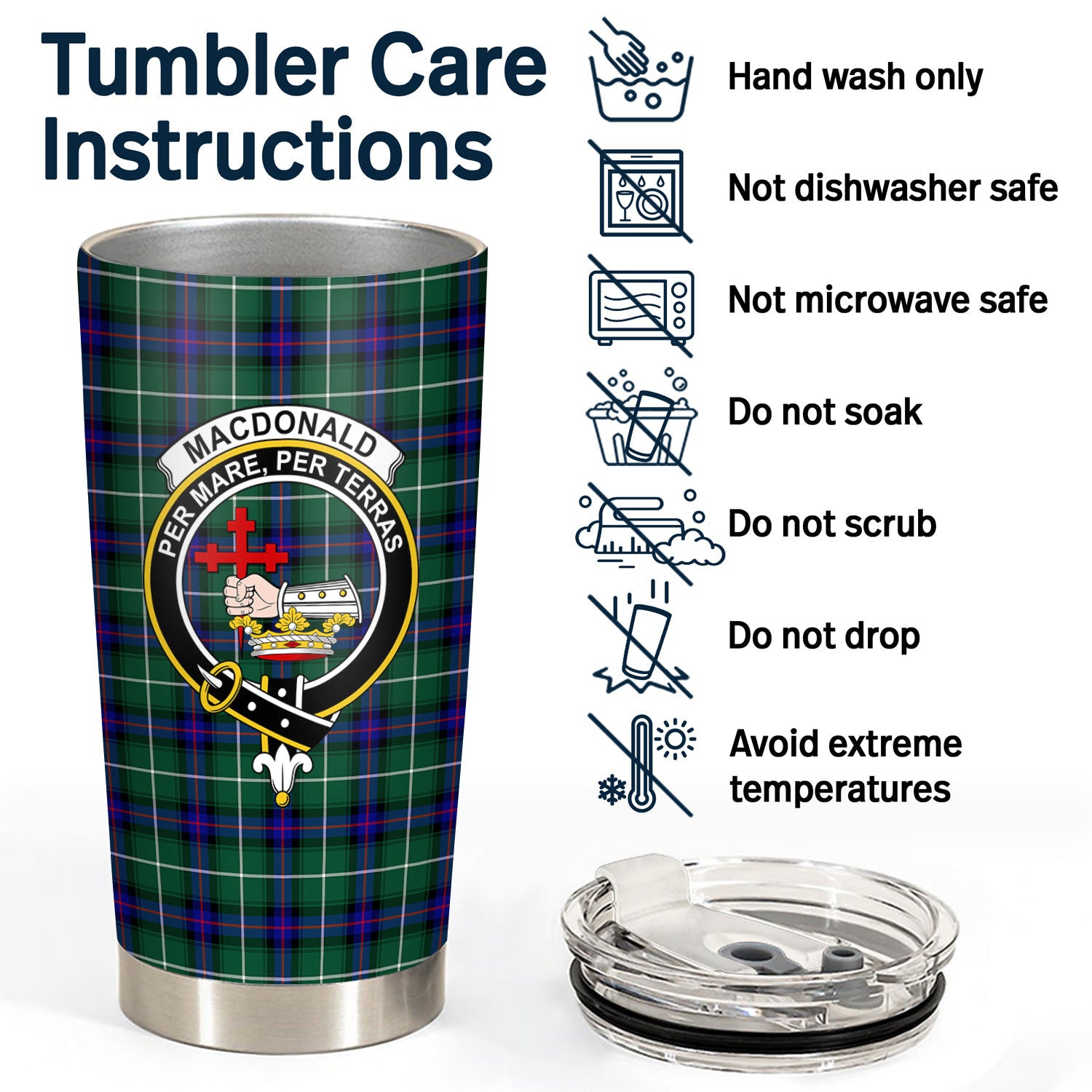 MacDonald of the Isles Hunting Modern Tartan Crest Tumbler