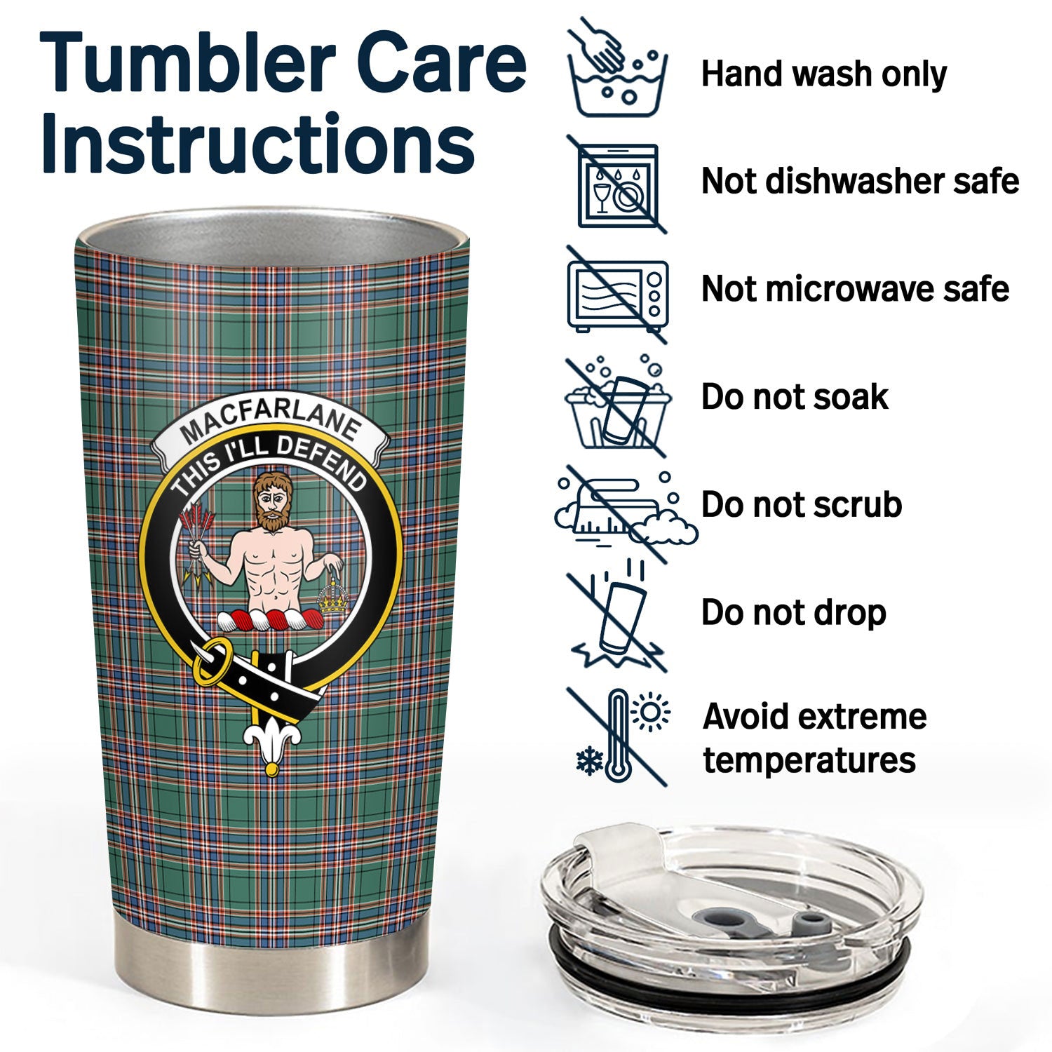 MacFarlane Hunting Ancient Tartan Crest Tumbler