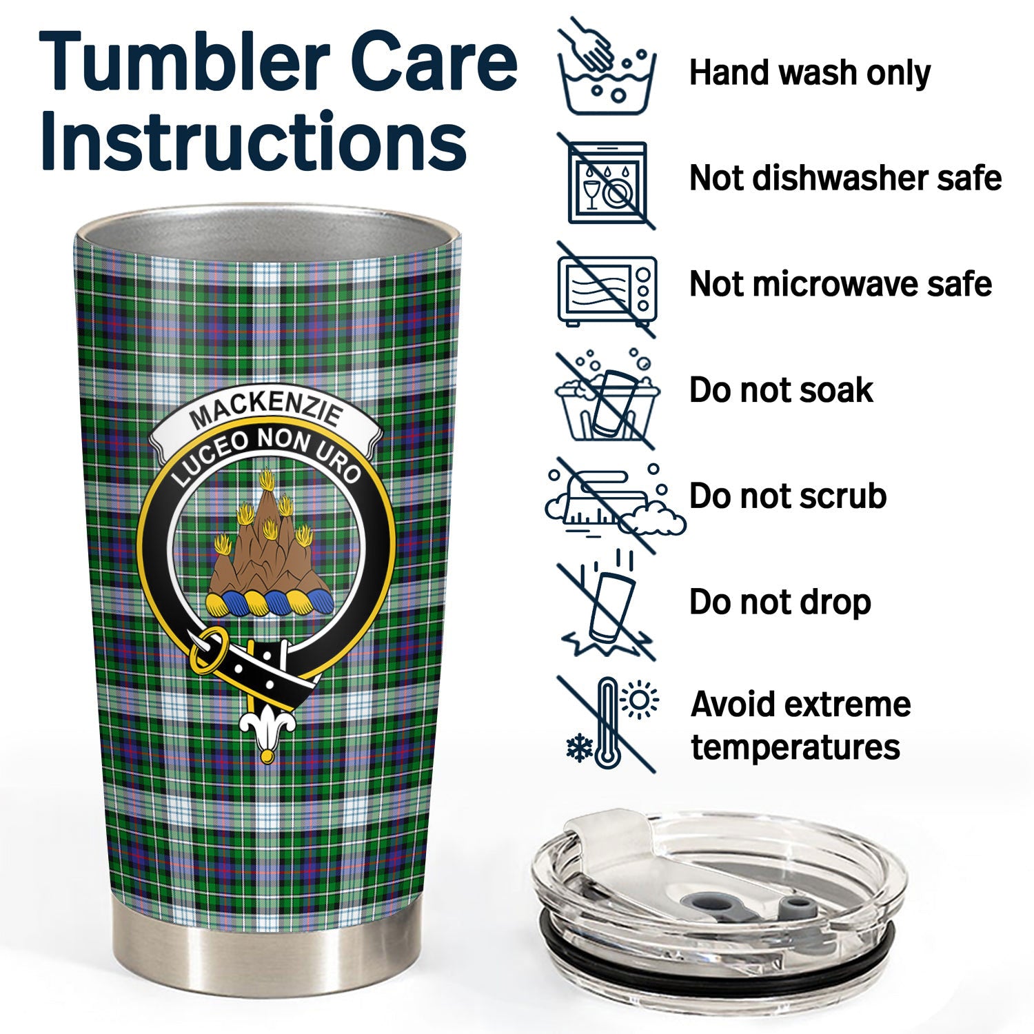 MacKenzie Dress Modern Tartan Crest Tumbler