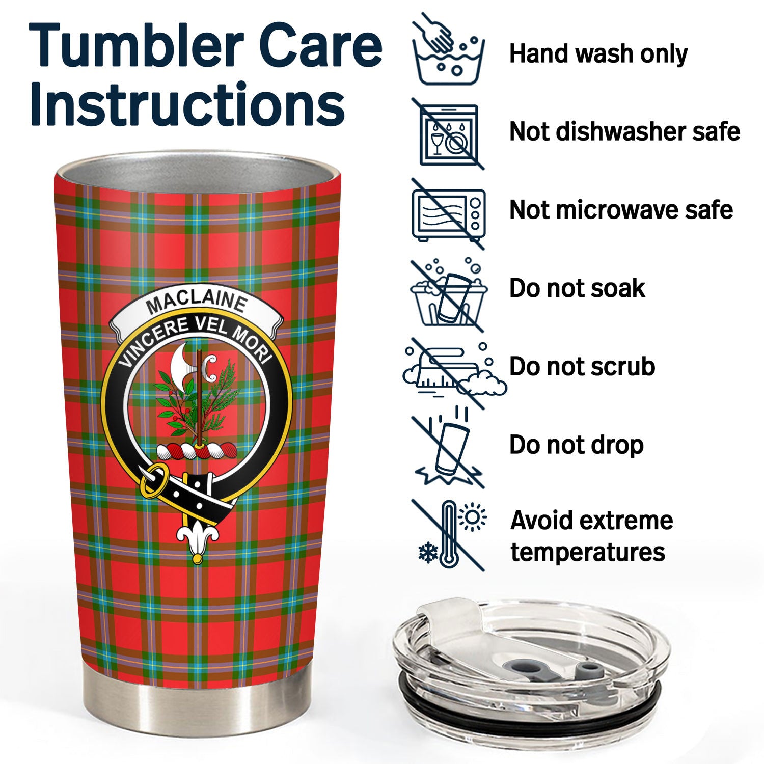 MacLaine of Loch Buie Tartan Crest Tumbler