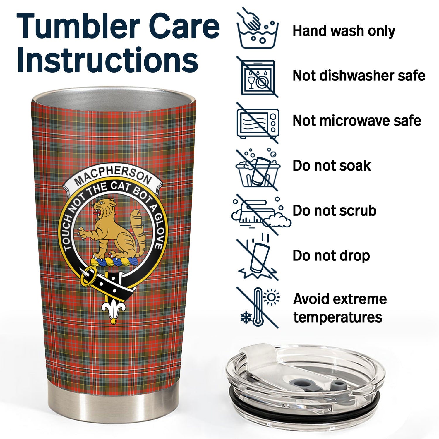 MacPherson Weathered Tartan Crest Tumbler