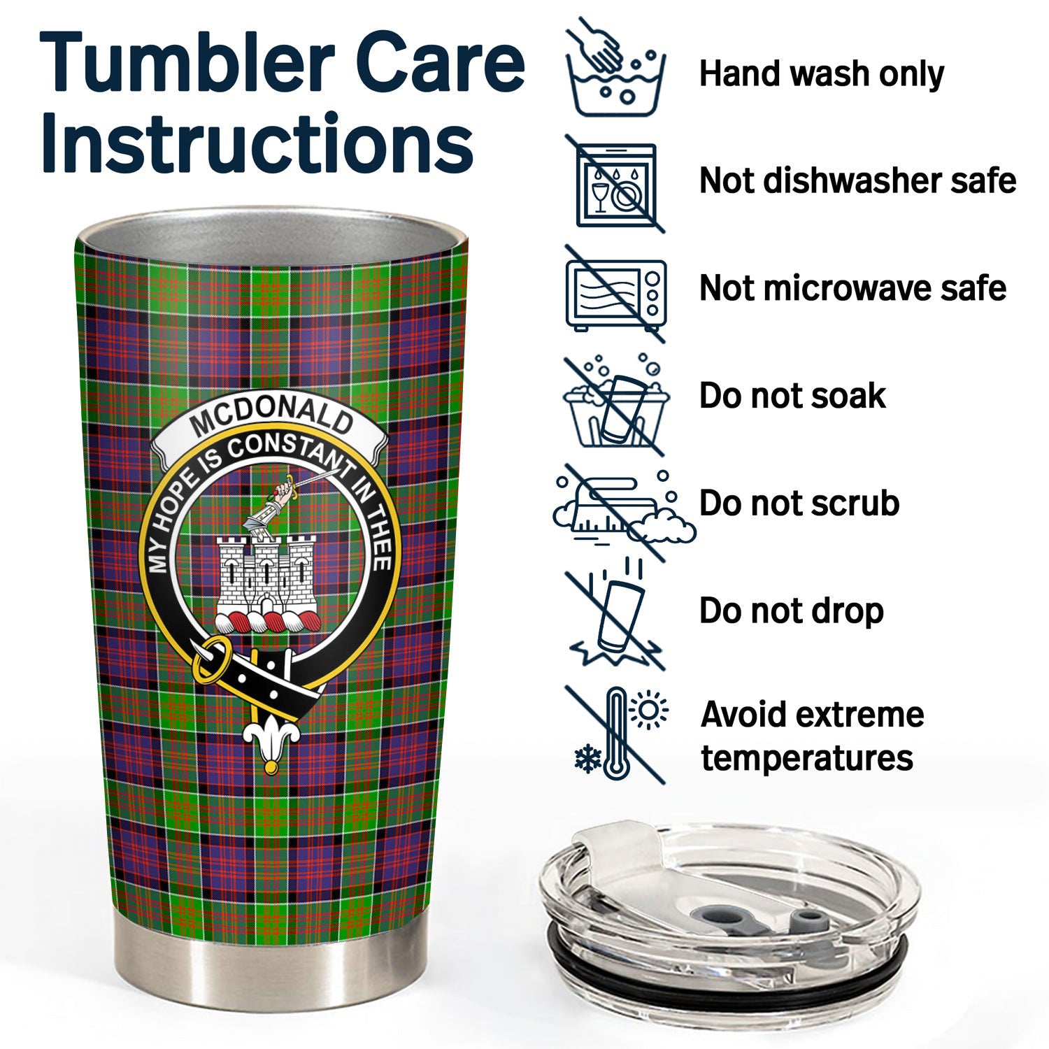 McDonald (Clan Ranald) Tartan Crest Tumbler