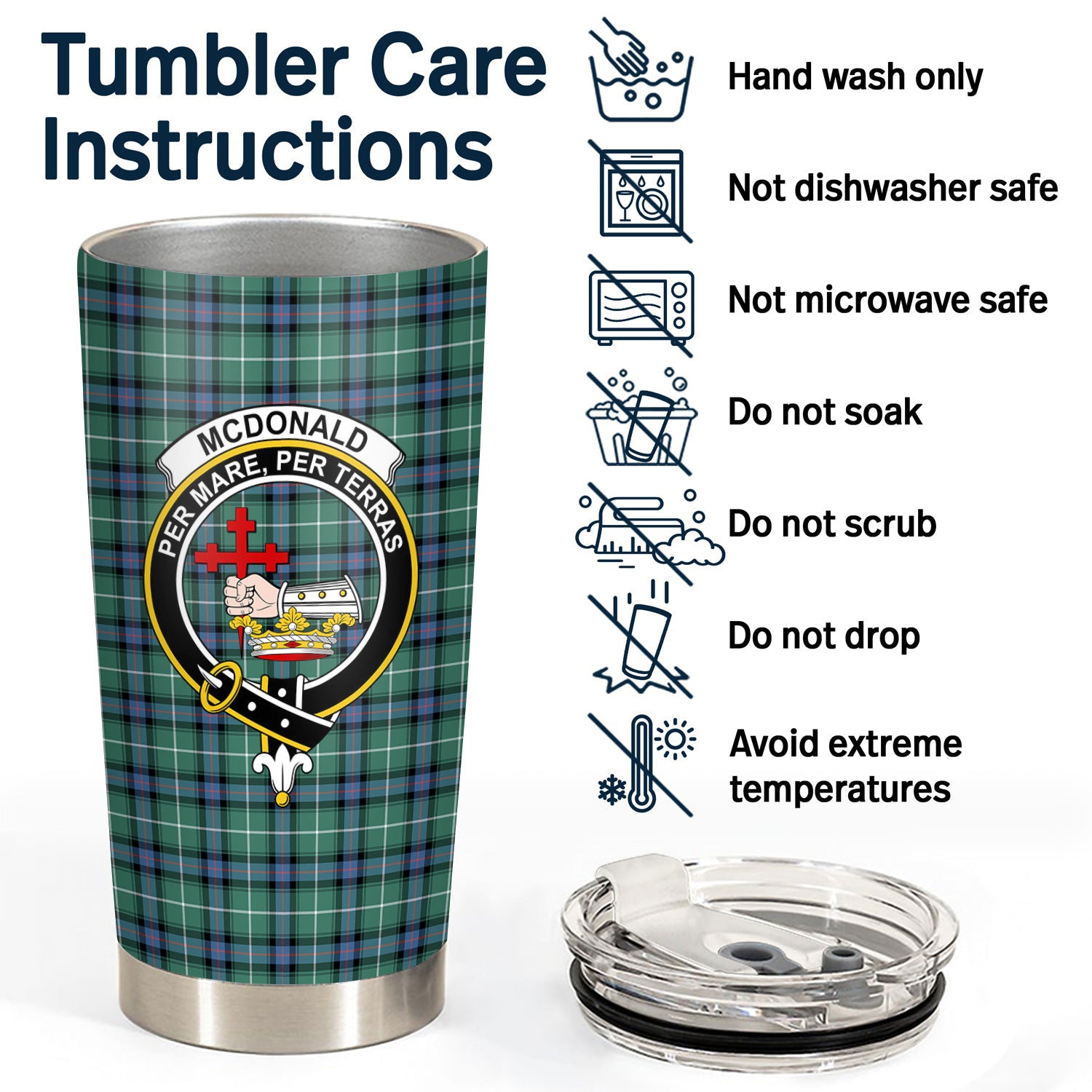 McDonald of the Isles Hunting Ancient Tartan Crest Tumbler