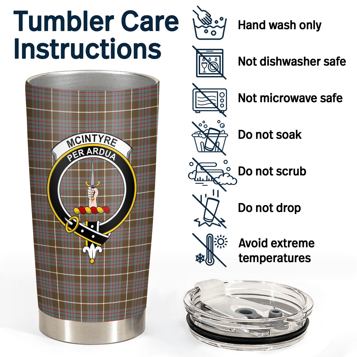 McIntyre Hunting Weathered Tartan Crest Tumbler