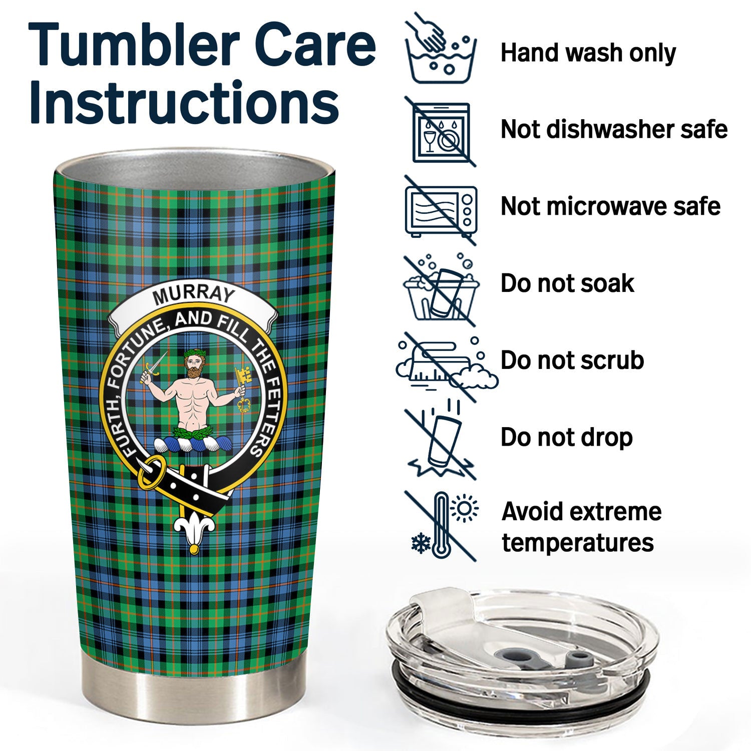 Murray of Atholl Ancient Tartan Crest Tumbler