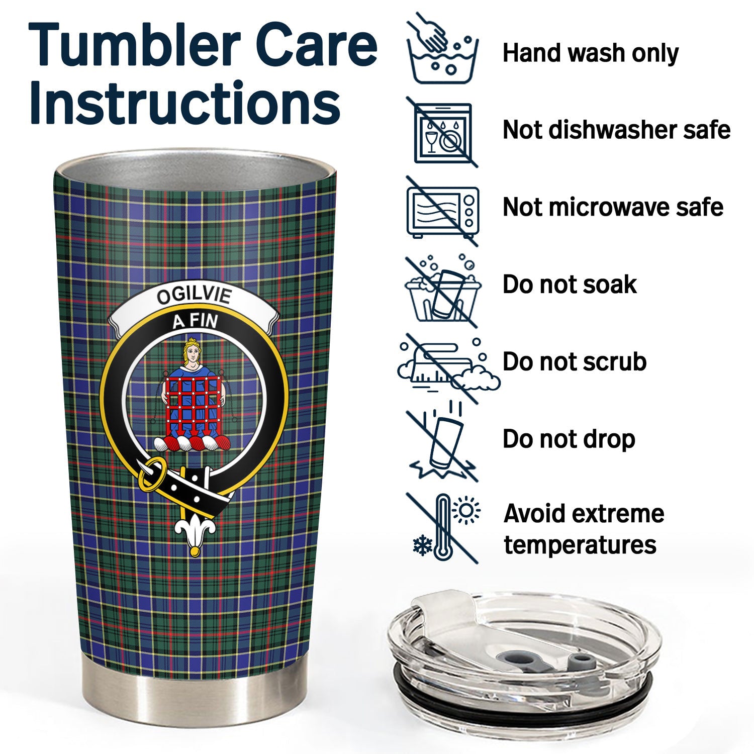 Ogilvie Hunting Modern Tartan Crest Tumbler