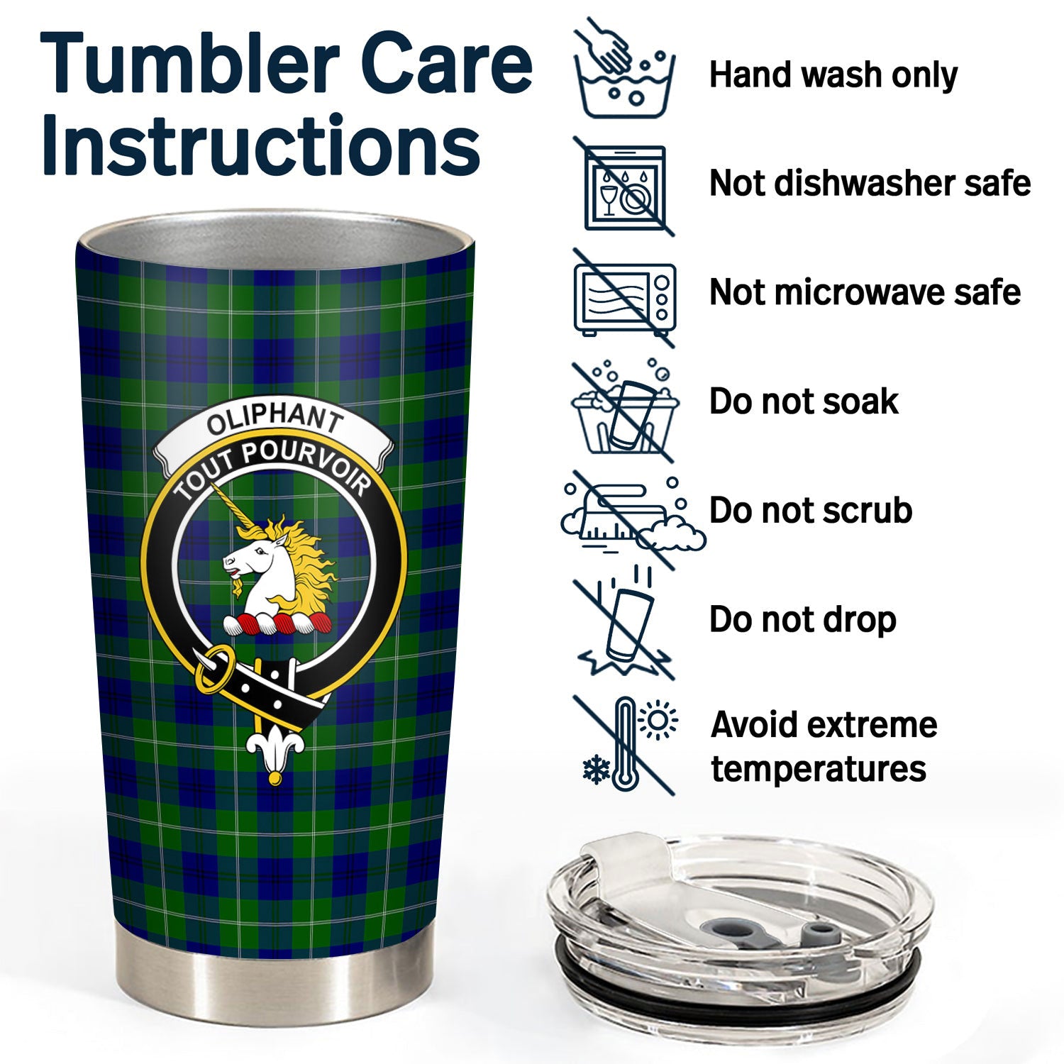 Oliphant Modern Tartan Crest Tumbler