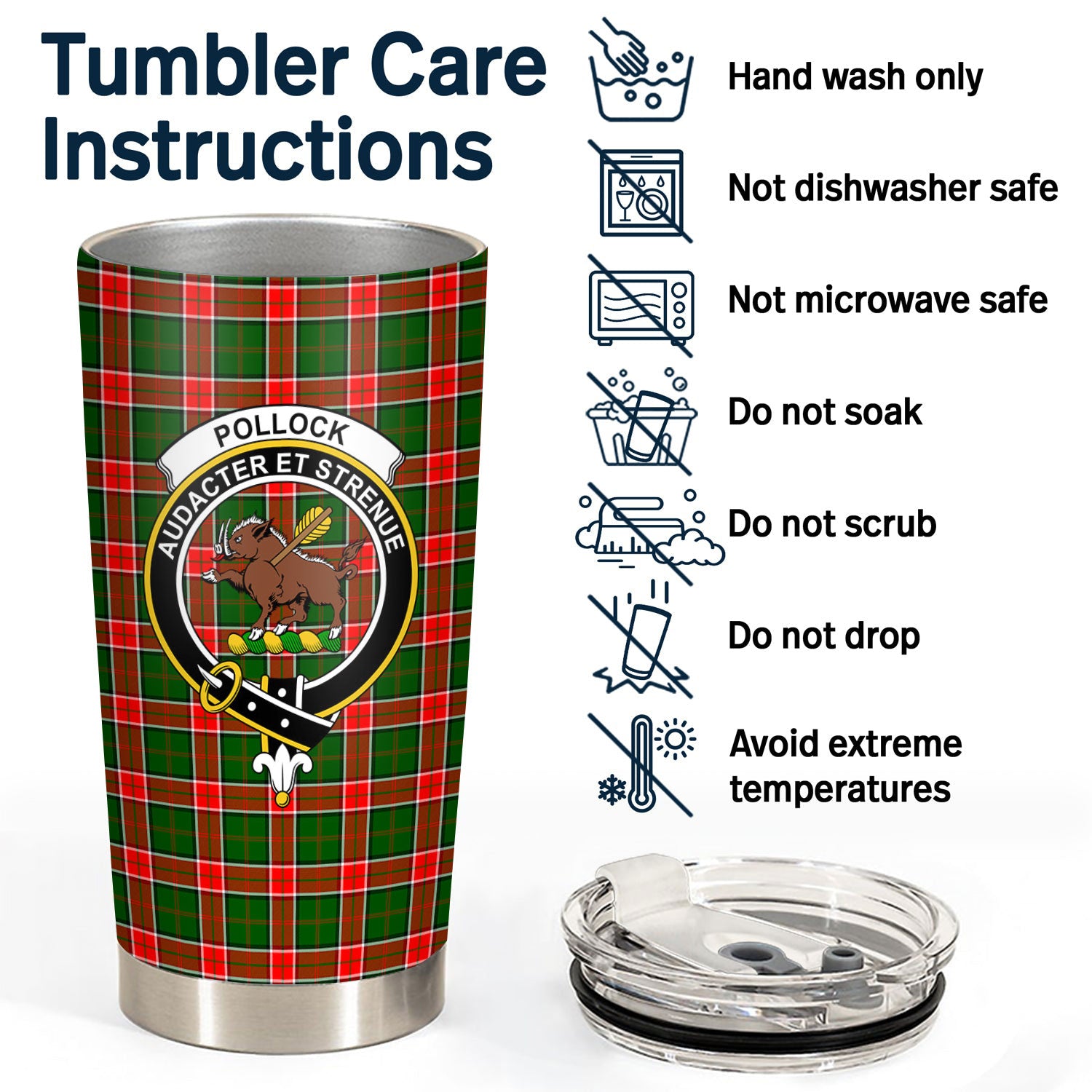 Pollock Tartan Crest Tumbler