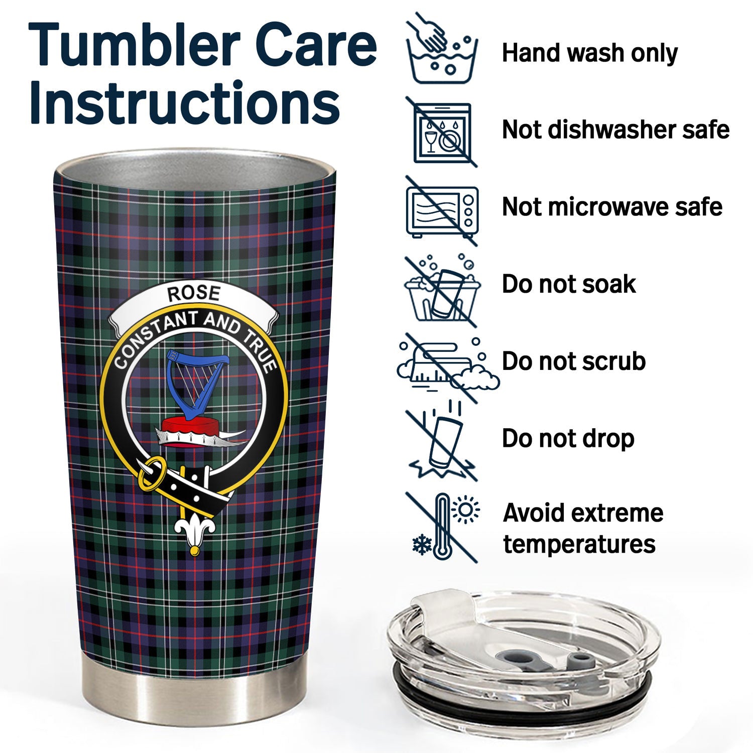 Rose Hunting Modern Tartan Crest Tumbler