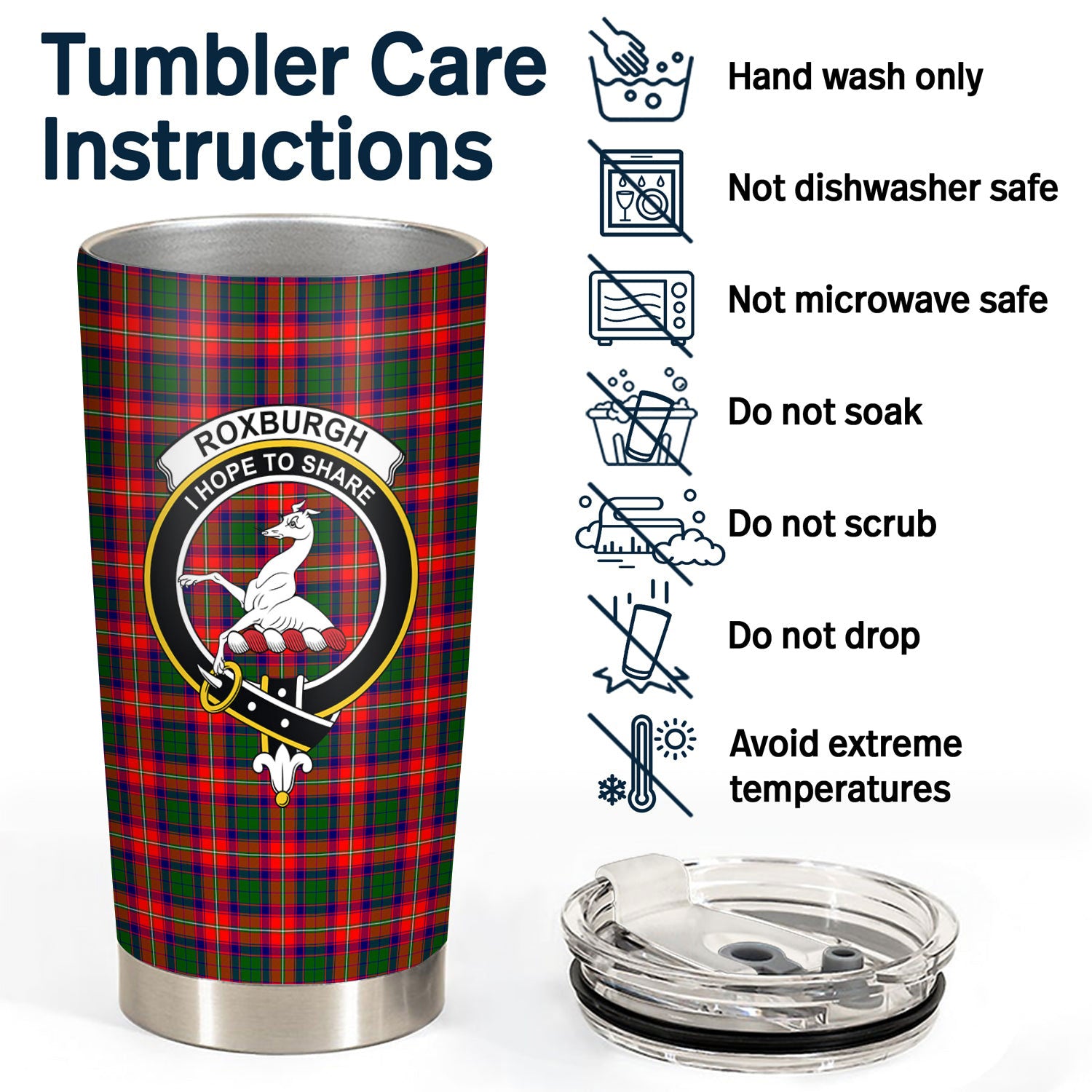 Roxburgh District Tartan Crest Tumbler