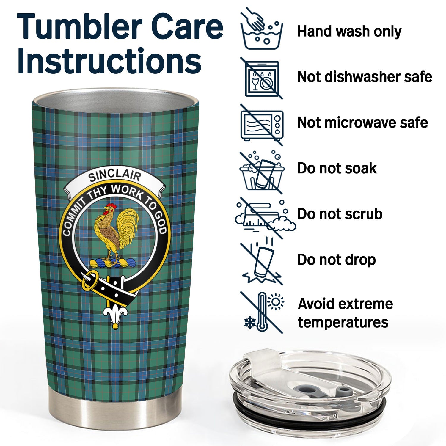 Sinclair Hunting Ancient Tartan Crest Tumbler