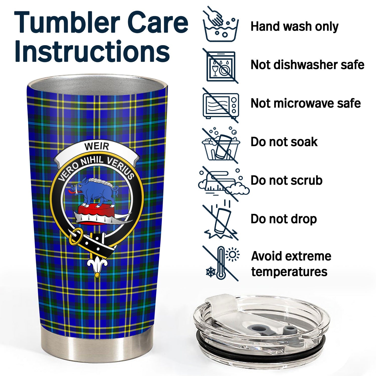 Weir Modern Tartan Crest Tumbler