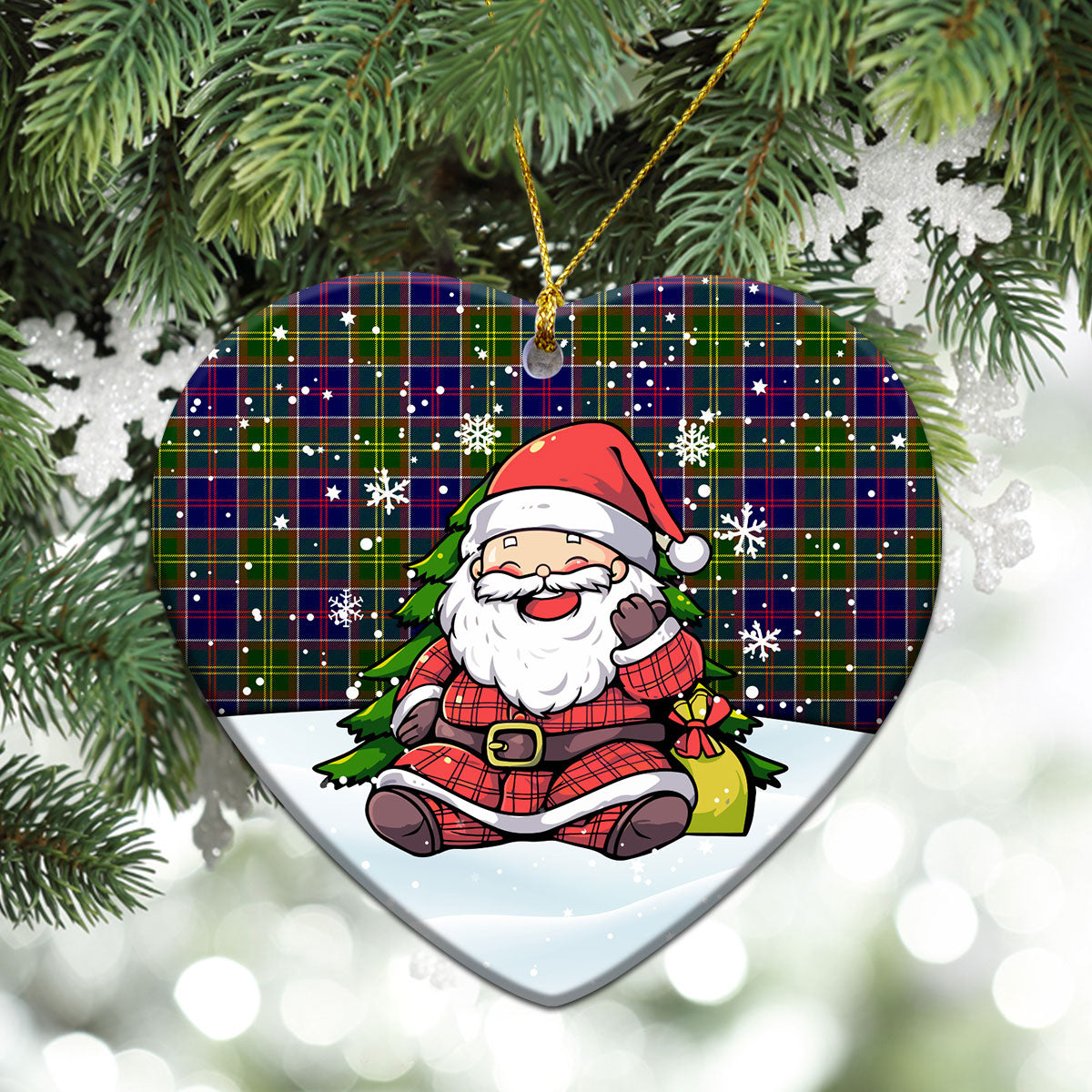 Arnott Tartan Christmas Ceramic Ornament - Scottish Santa Style