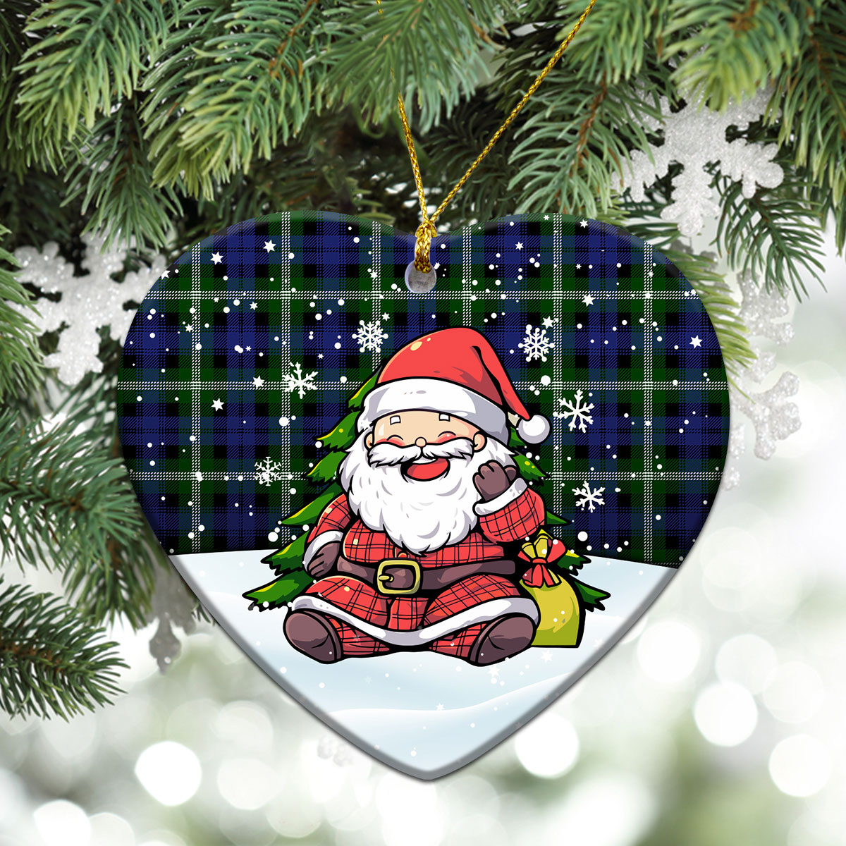 Baillie Modern Tartan Christmas Ceramic Ornament - Scottish Santa Style