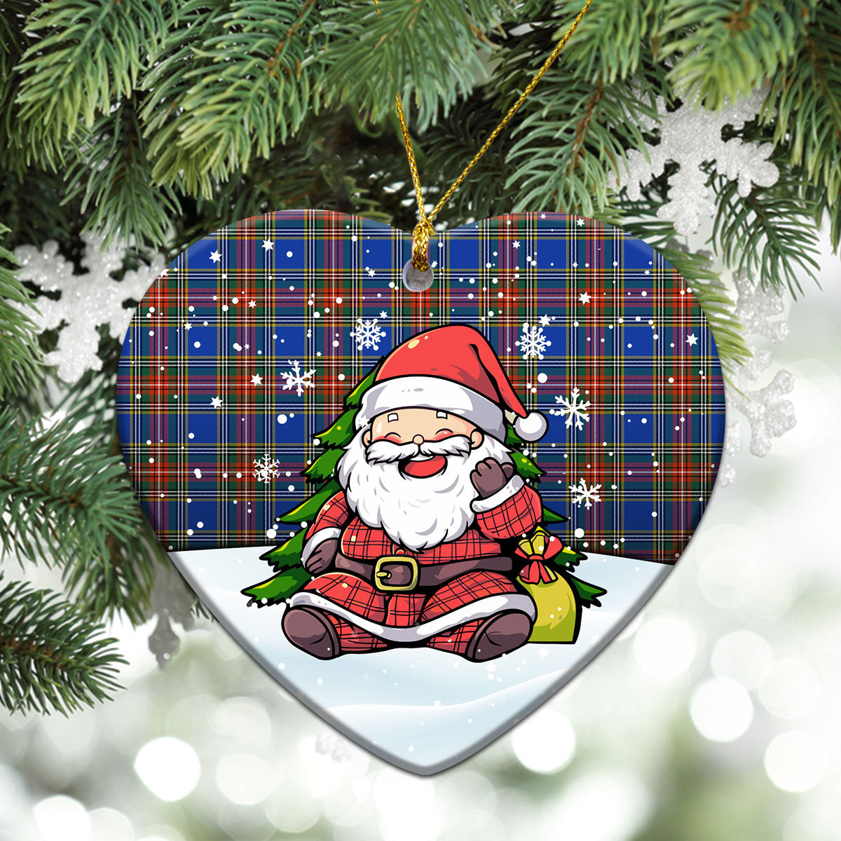 Beaton Ancient Tartan Christmas Ceramic Ornament - Scottish Santa Style