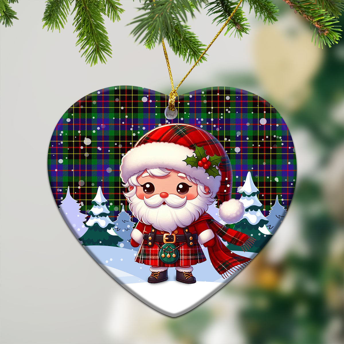 Brodie Hunting Modern Tartan Christmas Ceramic Ornament - Santa Claus In Kilt Style