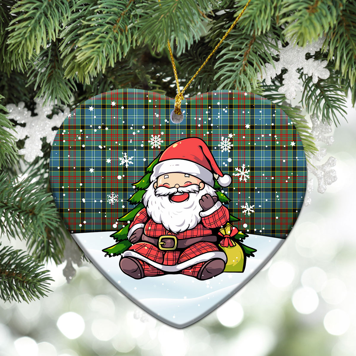 Caldwell Tartan Christmas Ceramic Ornament - Scottish Santa Style