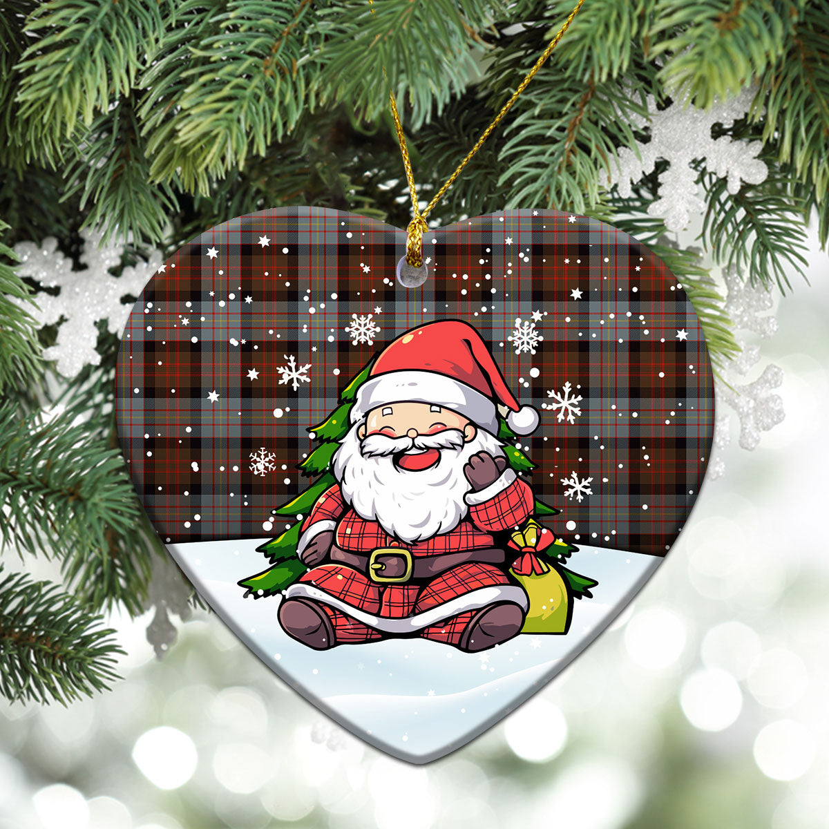 Cameron of Erracht Weathered Tartan Christmas Ceramic Ornament - Scottish Santa Style