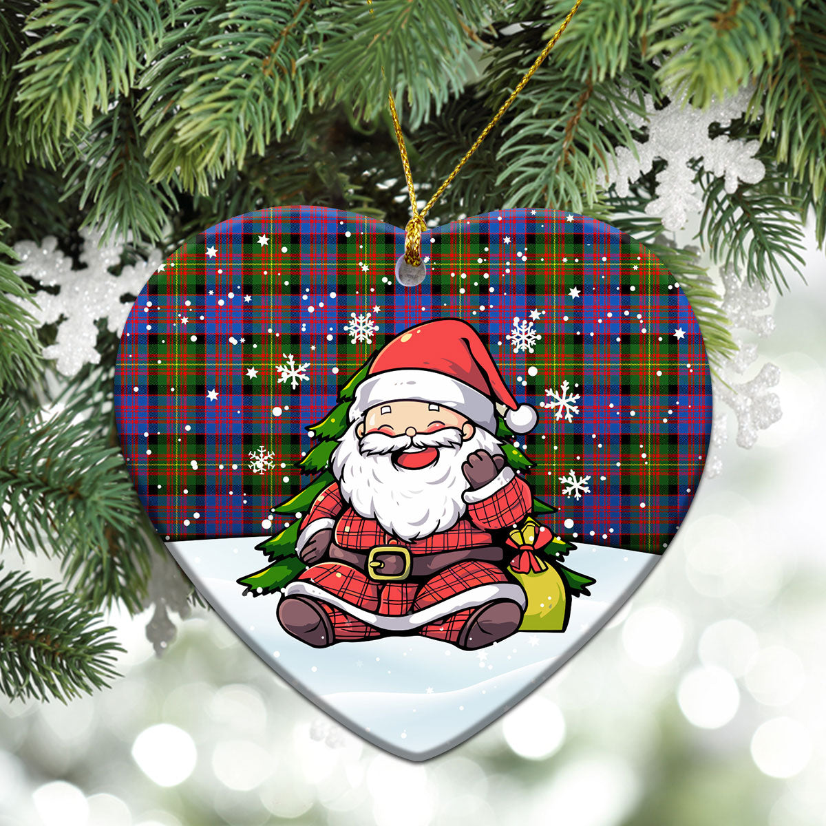 Carnegie Ancient Tartan Christmas Ceramic Ornament - Scottish Santa Style