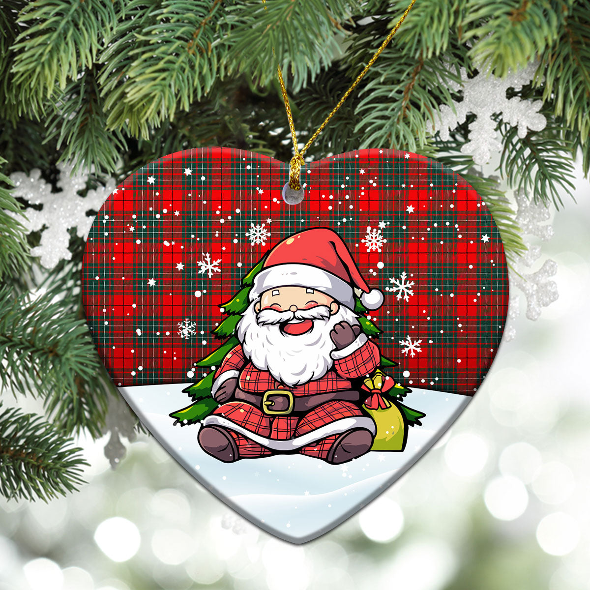 Cheyne Tartan Christmas Ceramic Ornament - Scottish Santa Style