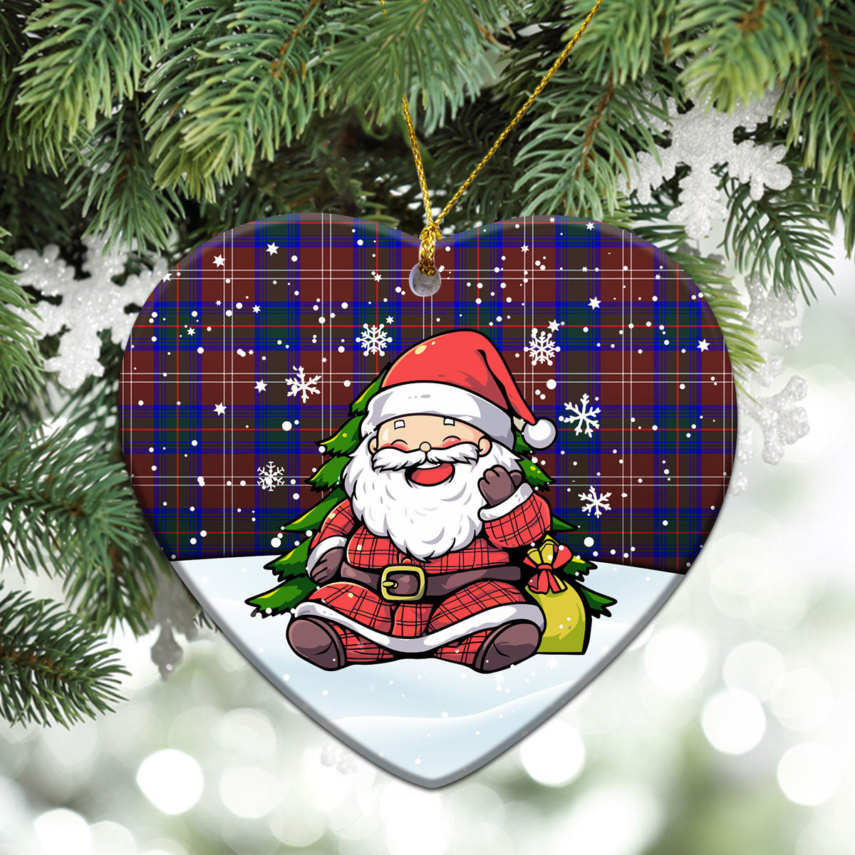 Chisholm Hunting Modern Tartan Christmas Ceramic Ornament - Scottish Santa Style