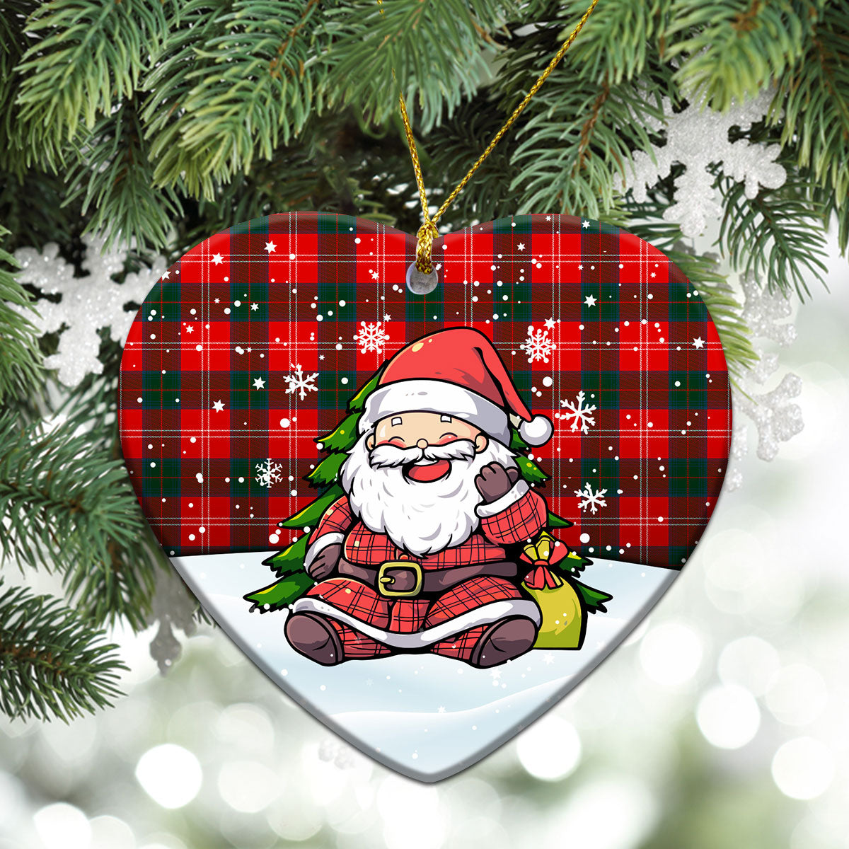 Chisholm Modern Tartan Christmas Ceramic Ornament - Scottish Santa Style