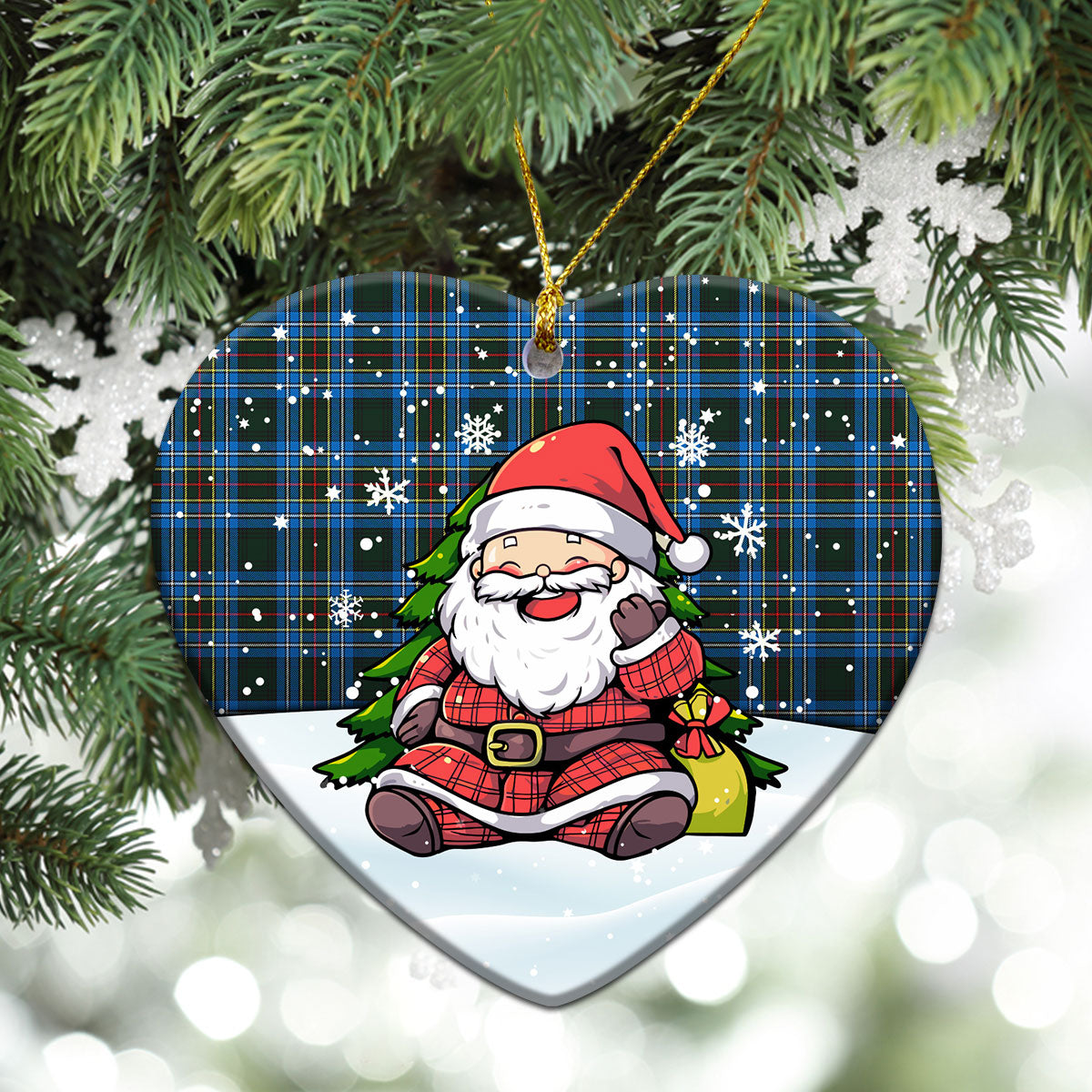 Cockburn Modern Tartan Christmas Ceramic Ornament - Scottish Santa Style