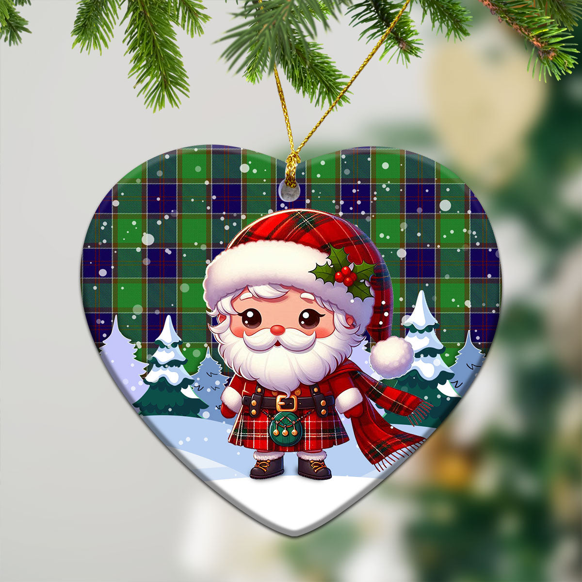 Colville Tartan Christmas Ceramic Ornament - Santa Claus In Kilt Style