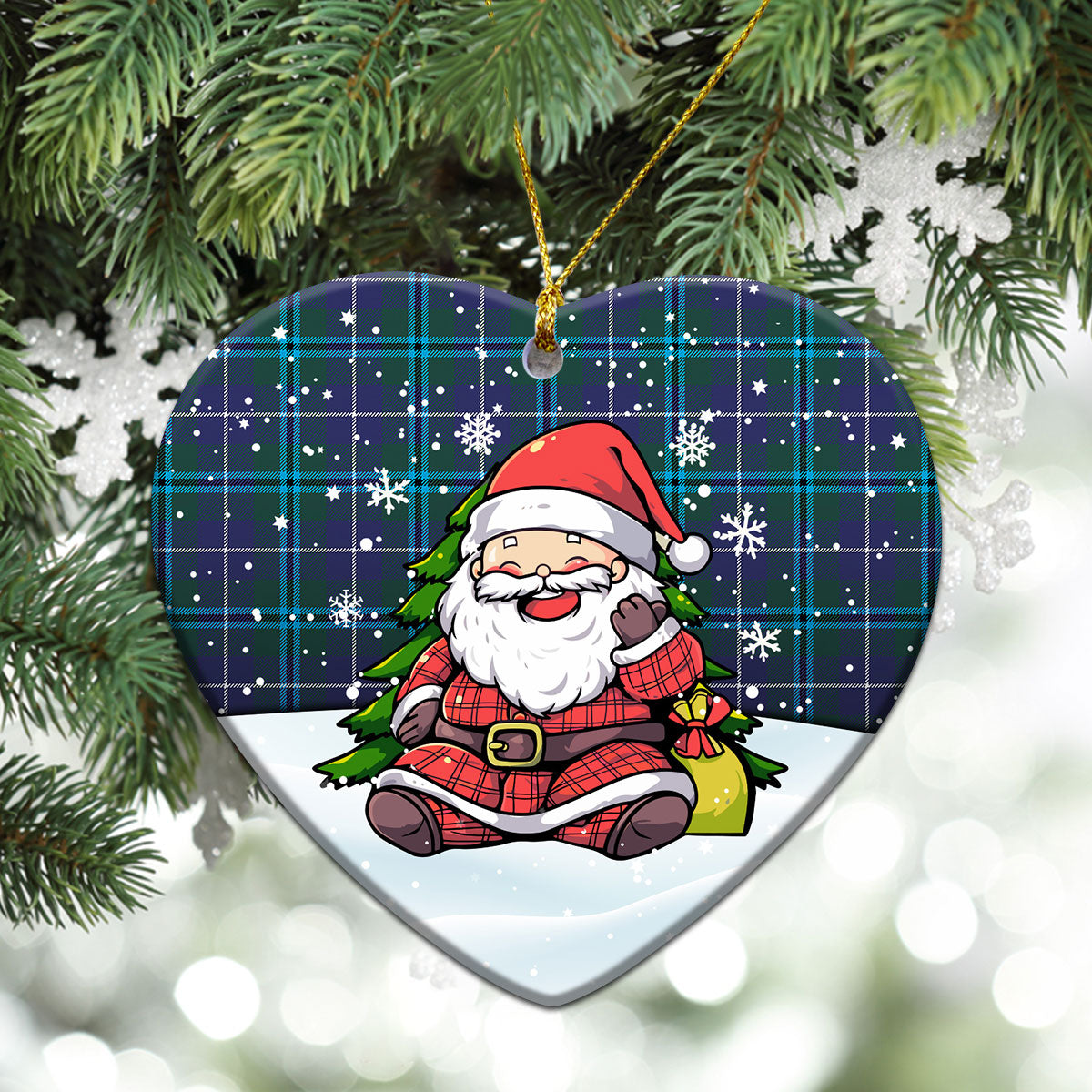 Douglas Modern Tartan Christmas Ceramic Ornament - Scottish Santa Style