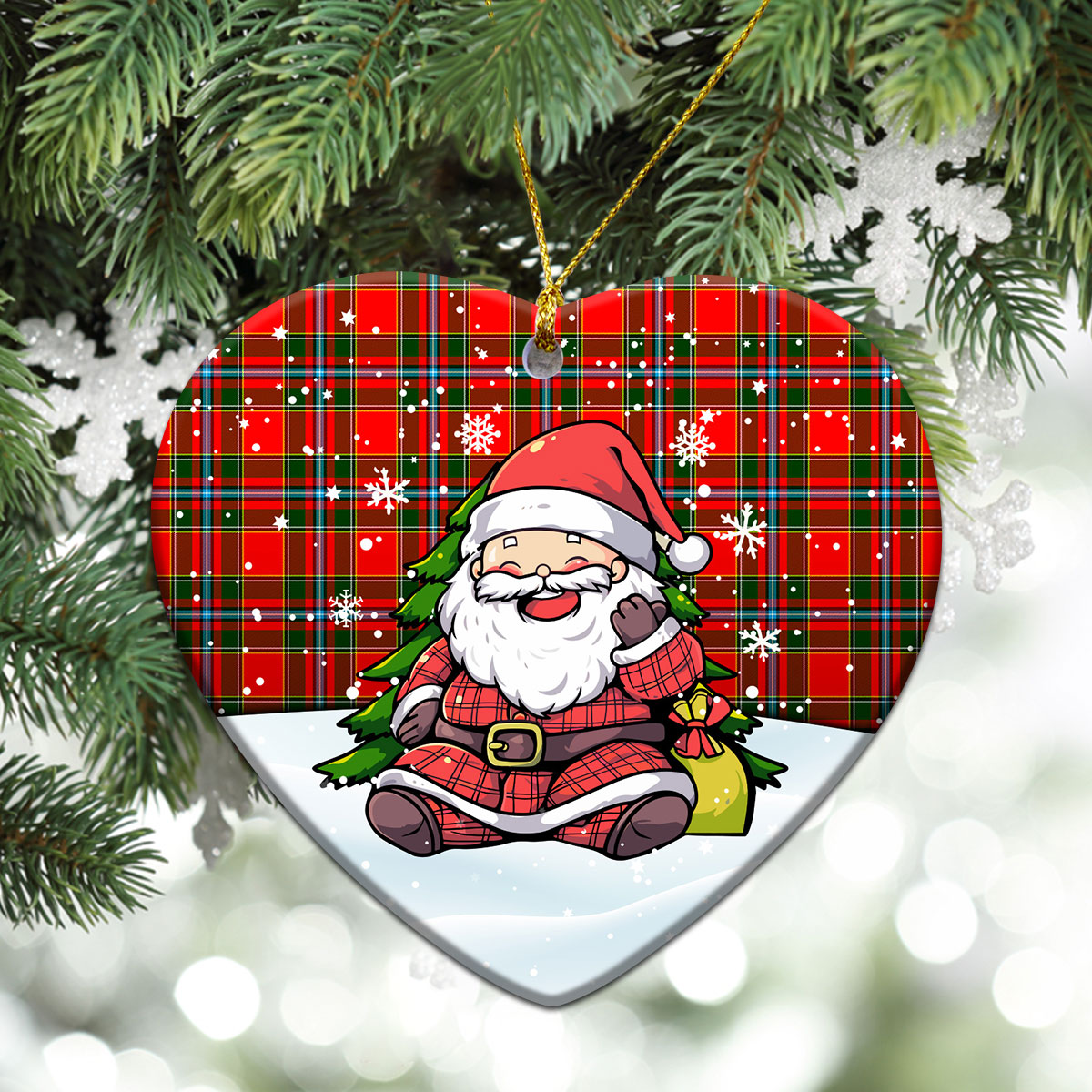 Drummond of Perth Tartan Christmas Ceramic Ornament - Scottish Santa Style