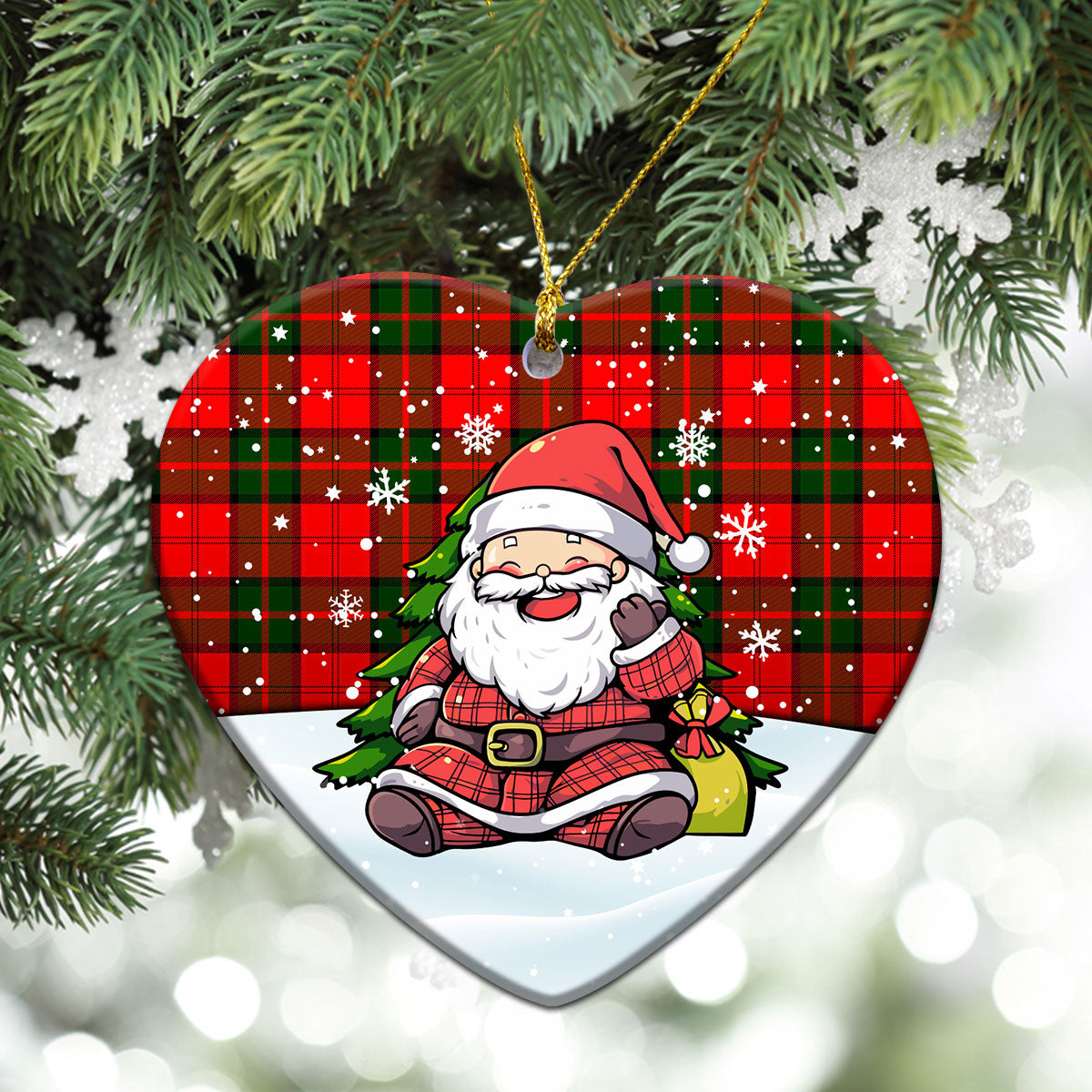 Dunbar Modern Tartan Christmas Ceramic Ornament - Scottish Santa Style