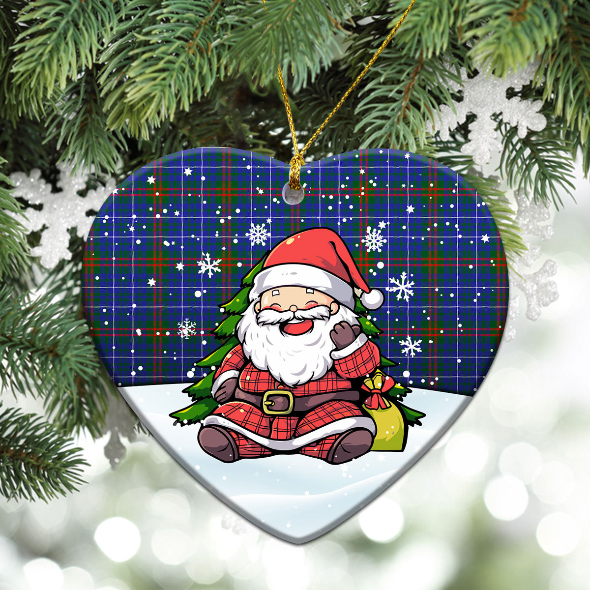 Edmonstone Tartan Christmas Ceramic Ornament - Scottish Santa Style