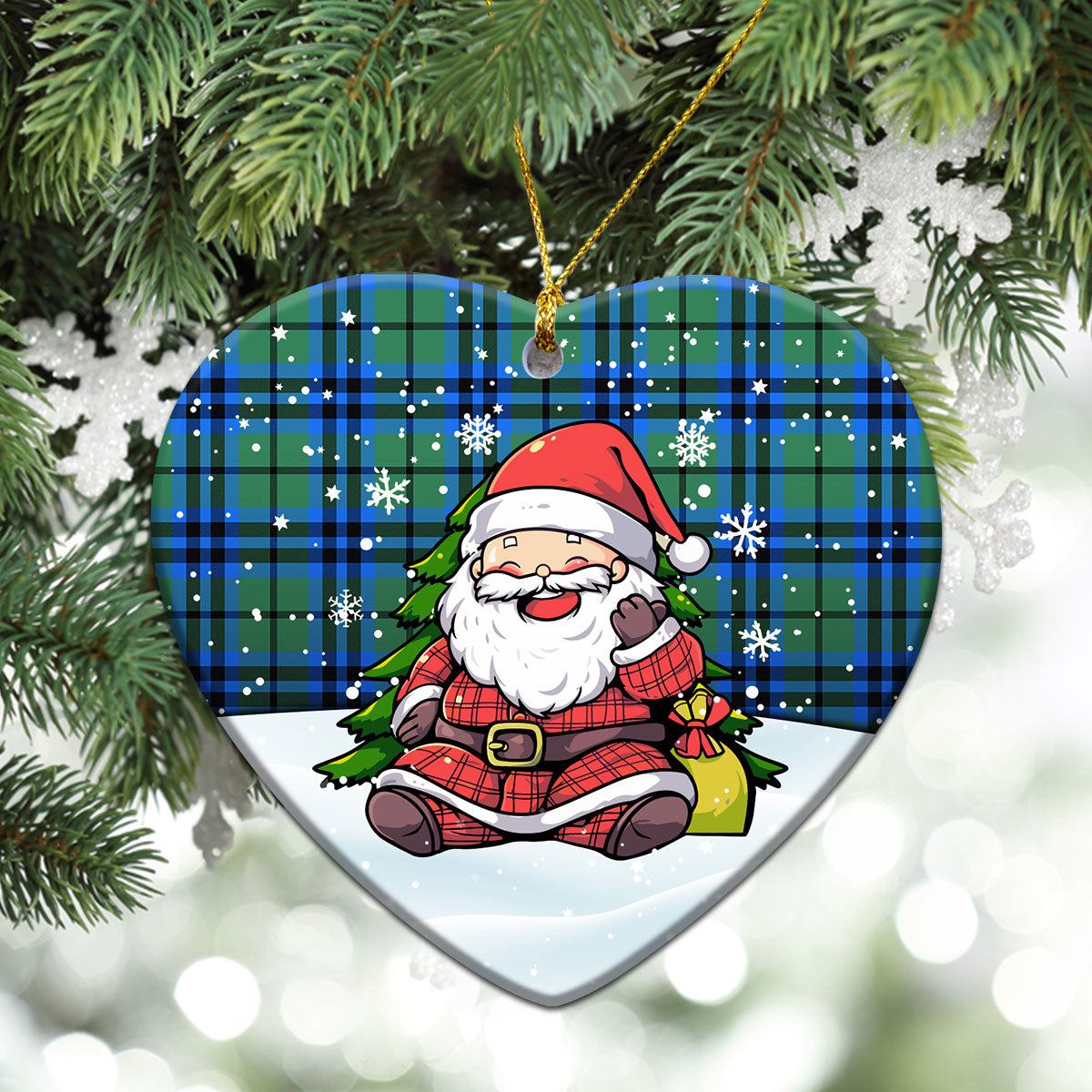 Falconer Tartan Christmas Ceramic Ornament - Scottish Santa Style