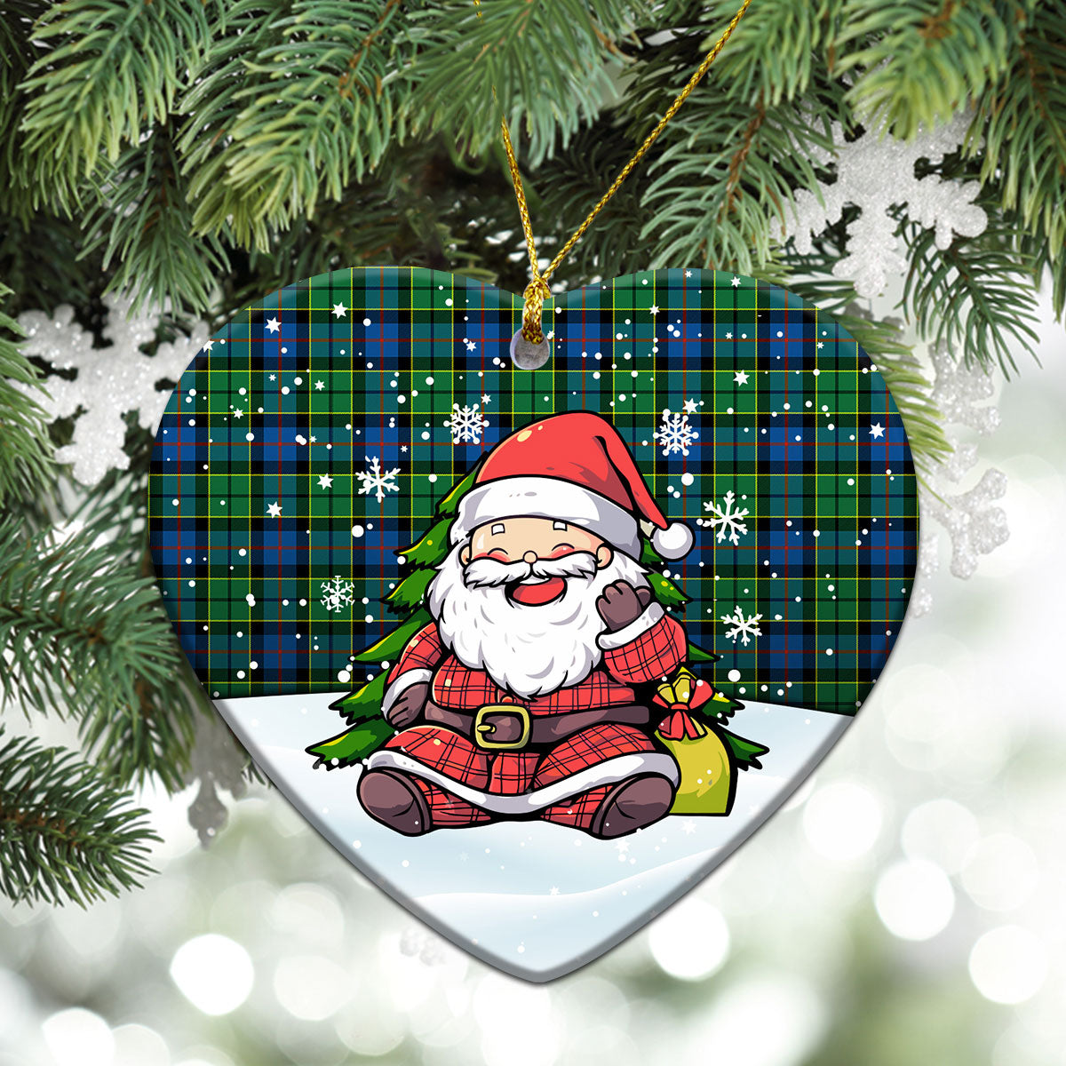 Forsyth Ancient Tartan Christmas Ceramic Ornament - Scottish Santa Style