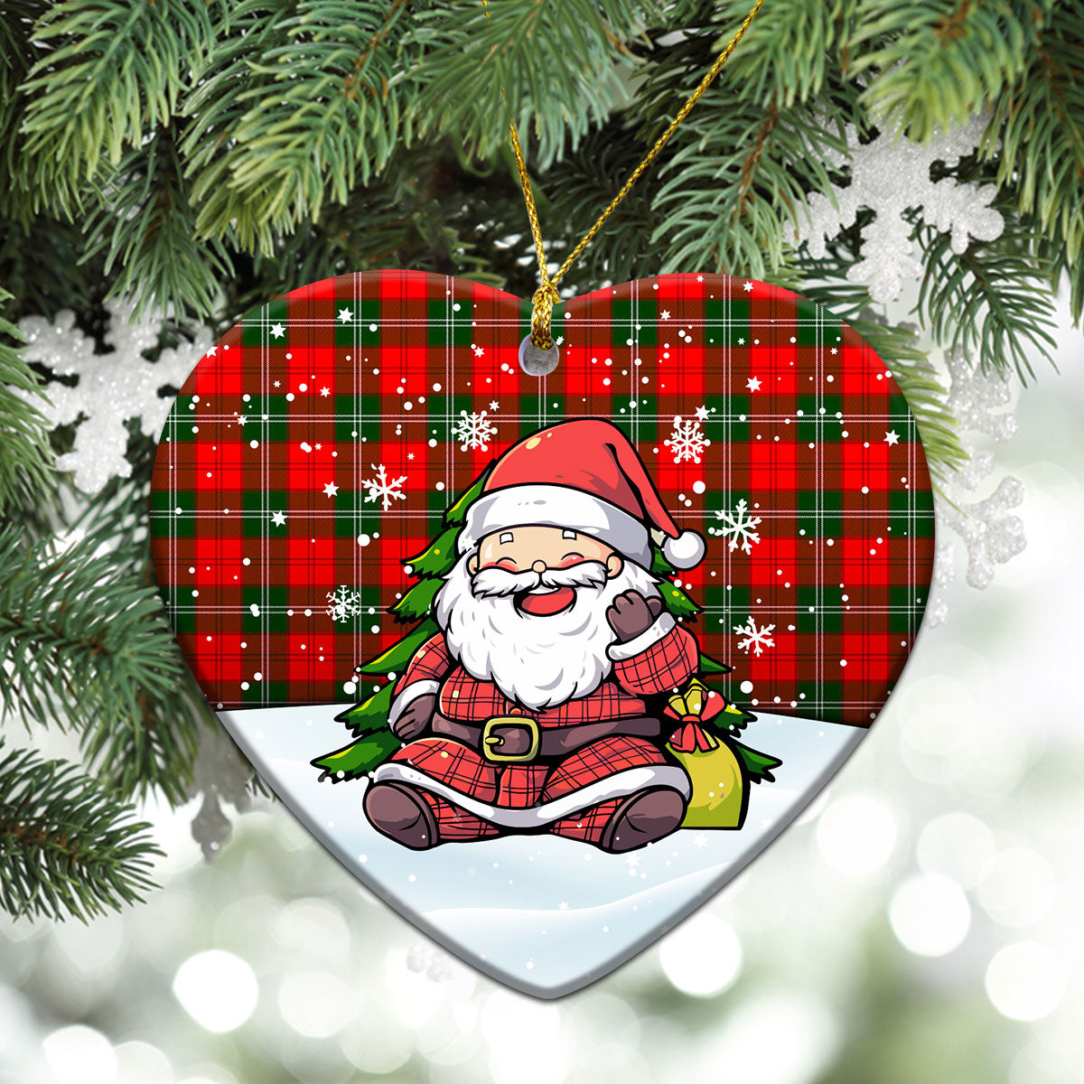 Gartshore Tartan Christmas Ceramic Ornament - Scottish Santa Style