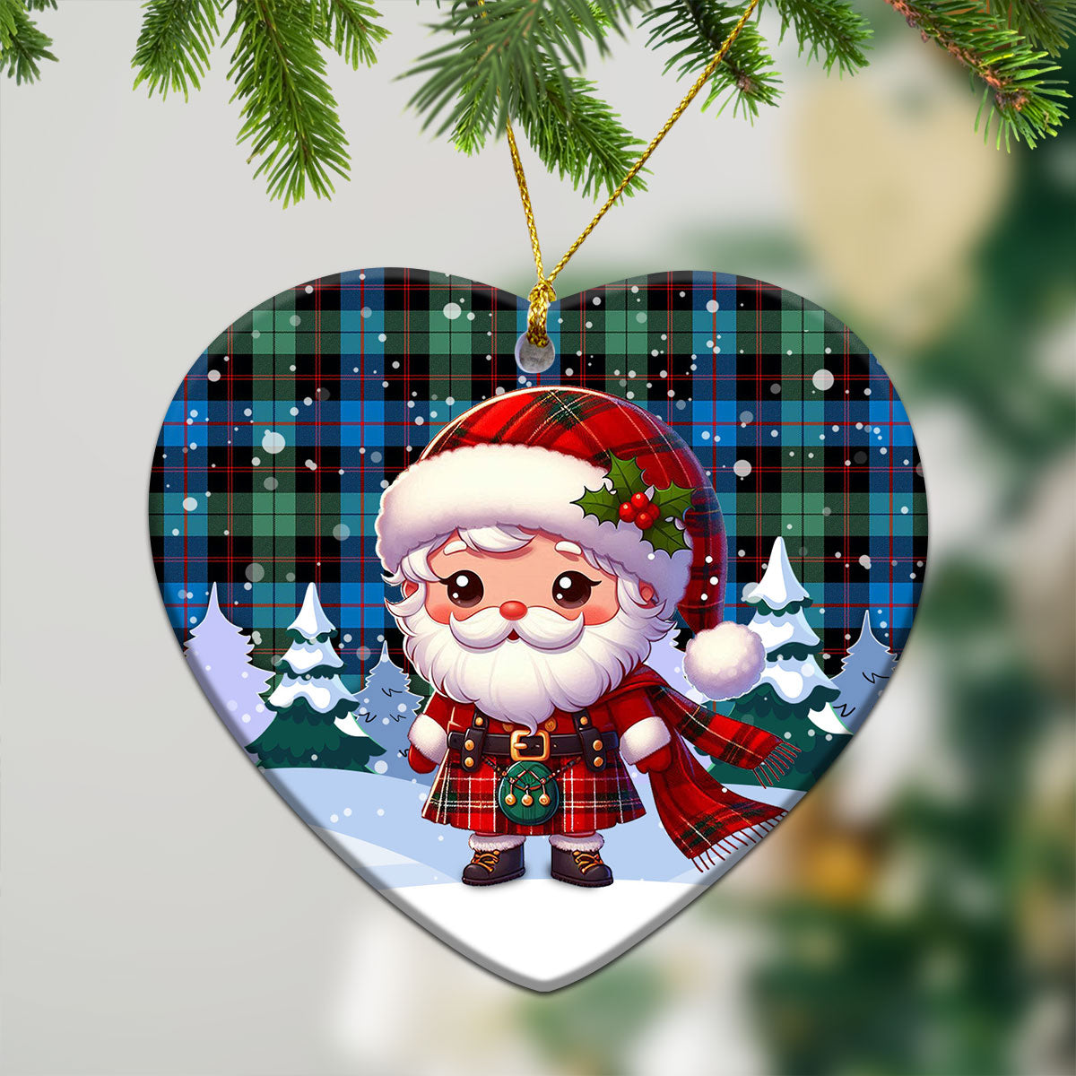 Guthrie Ancient Tartan Christmas Ceramic Ornament - Santa Claus In Kilt Style